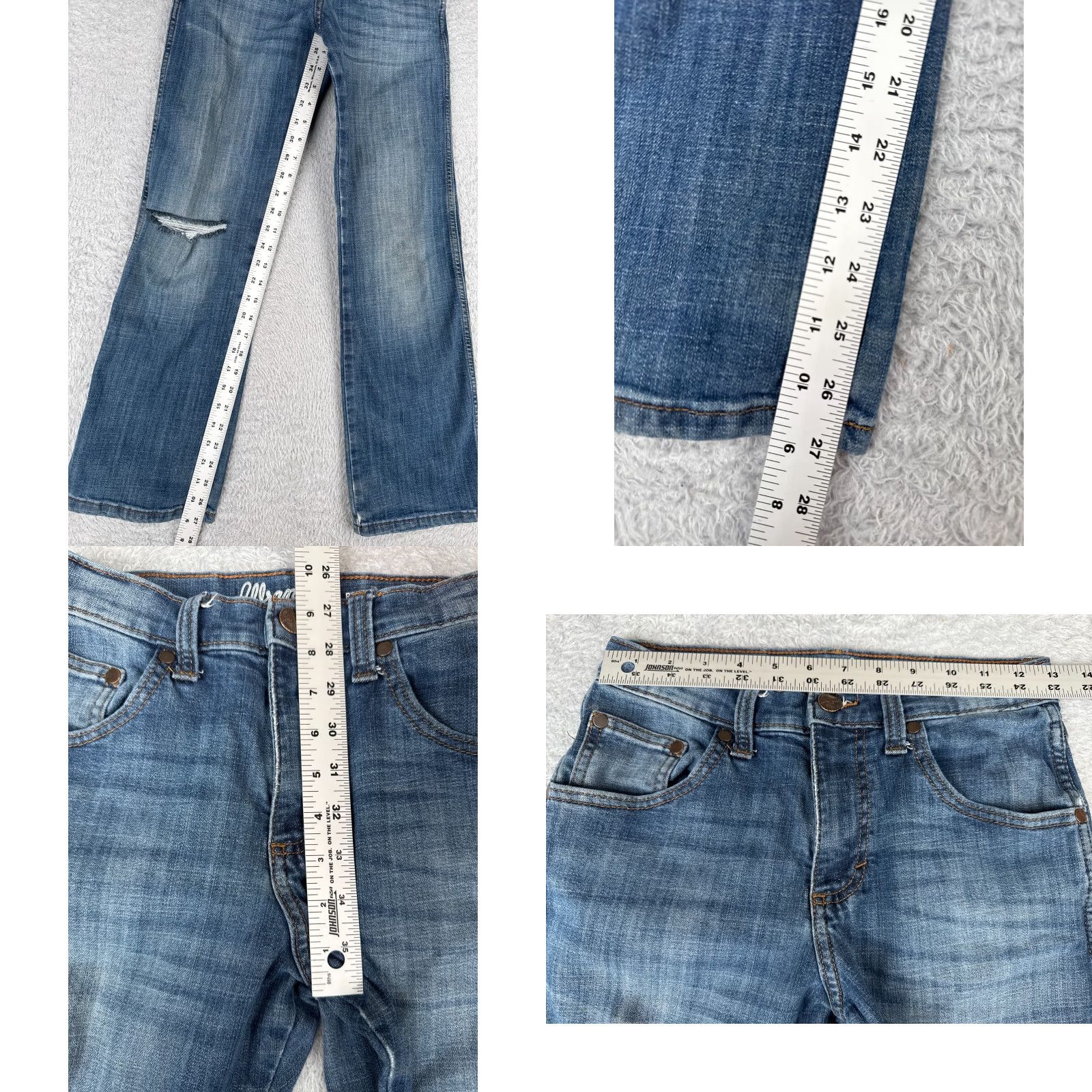 Wrangler Wrangler Jeans Girls 14 Blue Denim Distressed Relaxed Bootcut Mid Rise 26x27 Jeans Size 36" / US 14 / IT 50 - 8 Thumbnail