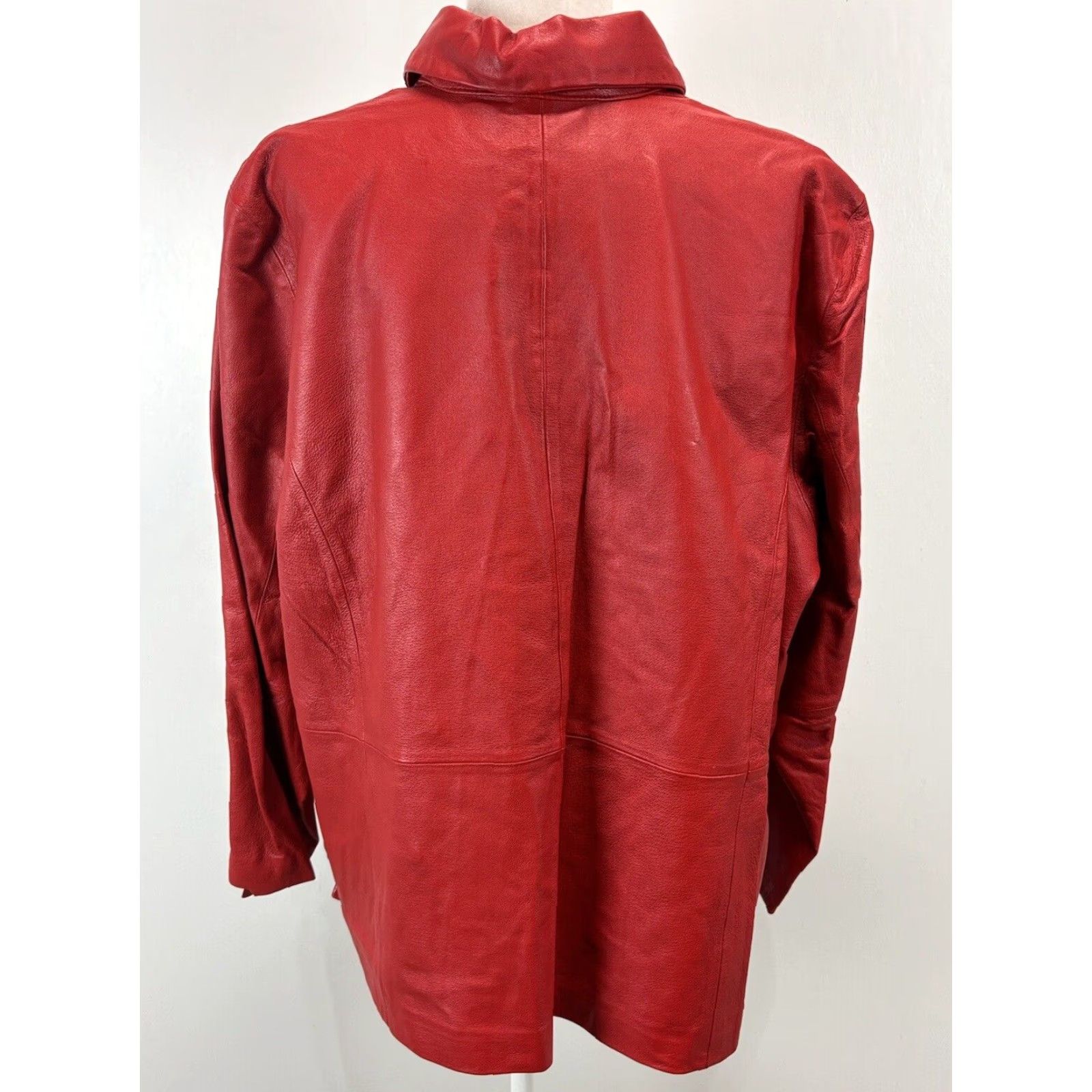 Vintage VINTAGE Venezia Leather Jacket Shacket Women’s Plus Size 26/28 Red Lined Casual Fall Winter Spring Size 4XL / US 24-26 - 3 Thumbnail