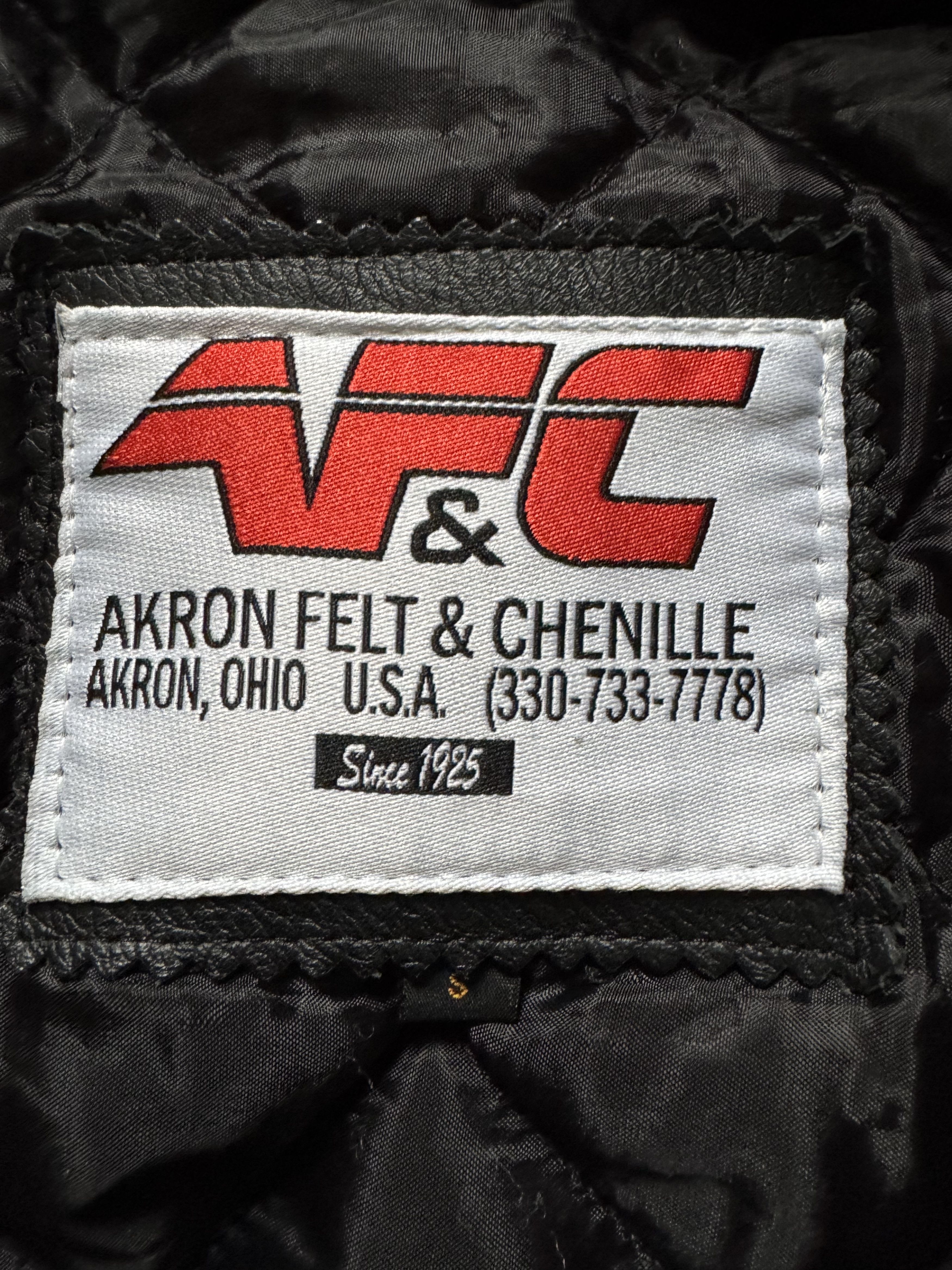 Vintage Vintage Akron Felt Wool Varsity Leather Sleeves Jacket Size US S / EU 44-46 / 1 - 9 Thumbnail