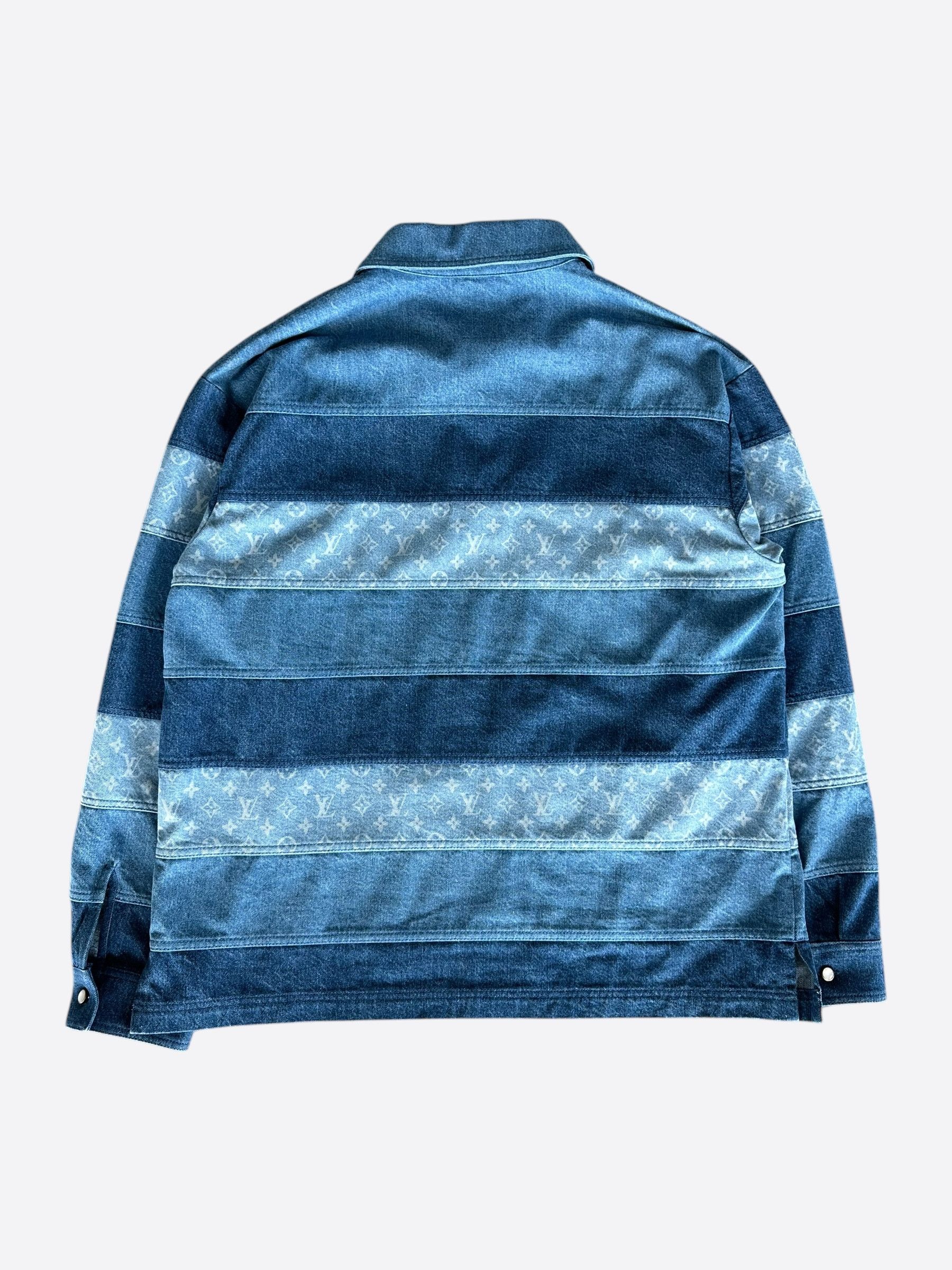 Louis Vuitton Louis Vuitton Blue Monogram Patchwork Denim Polo Shirt Size US XXL / EU 58 / 5 - 2 Thumbnail