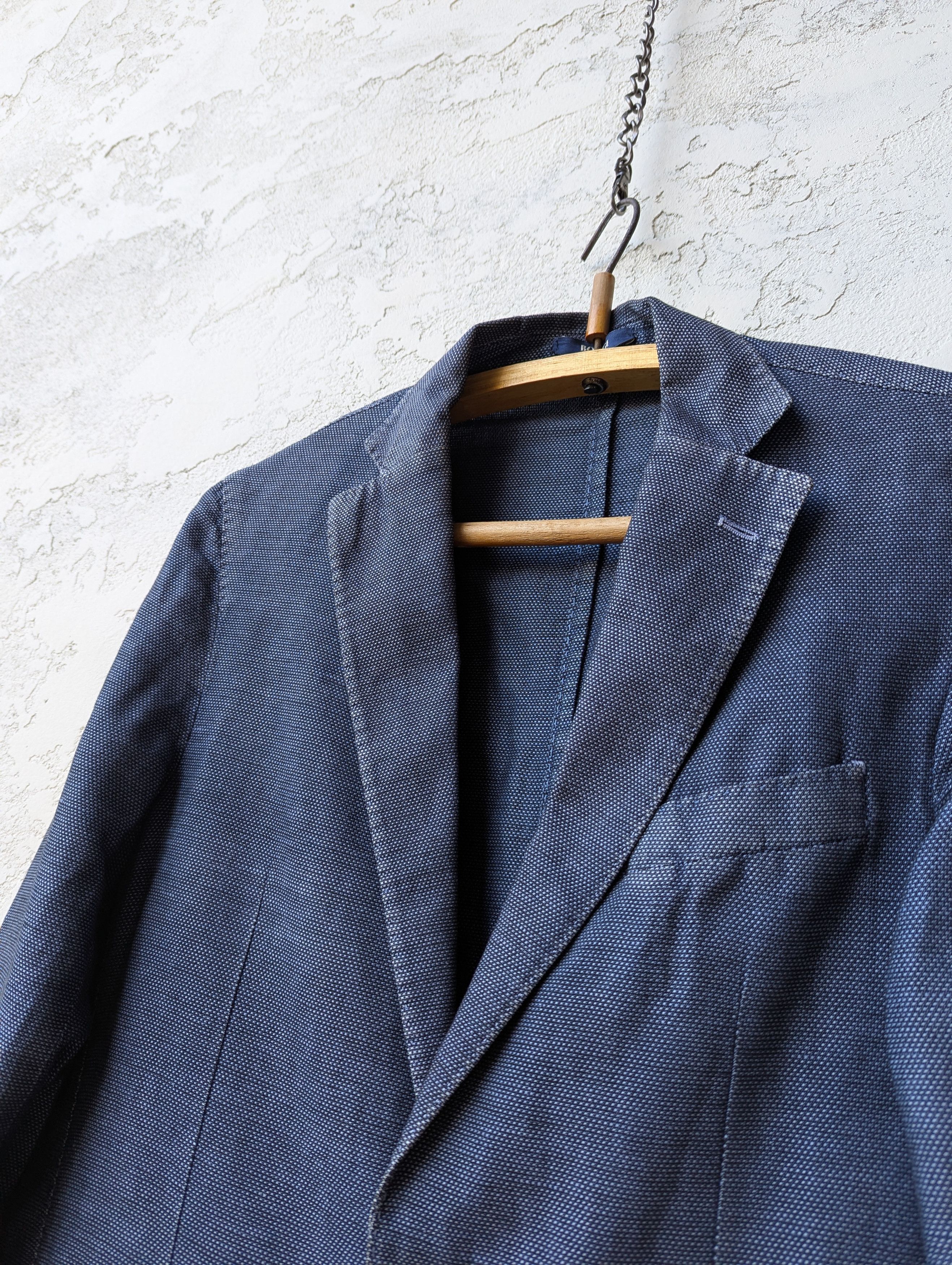 Boggi Boggi Milano Linen-Blend Blazer Blue Slim Fit Jacket Size 38S - 6 Thumbnail