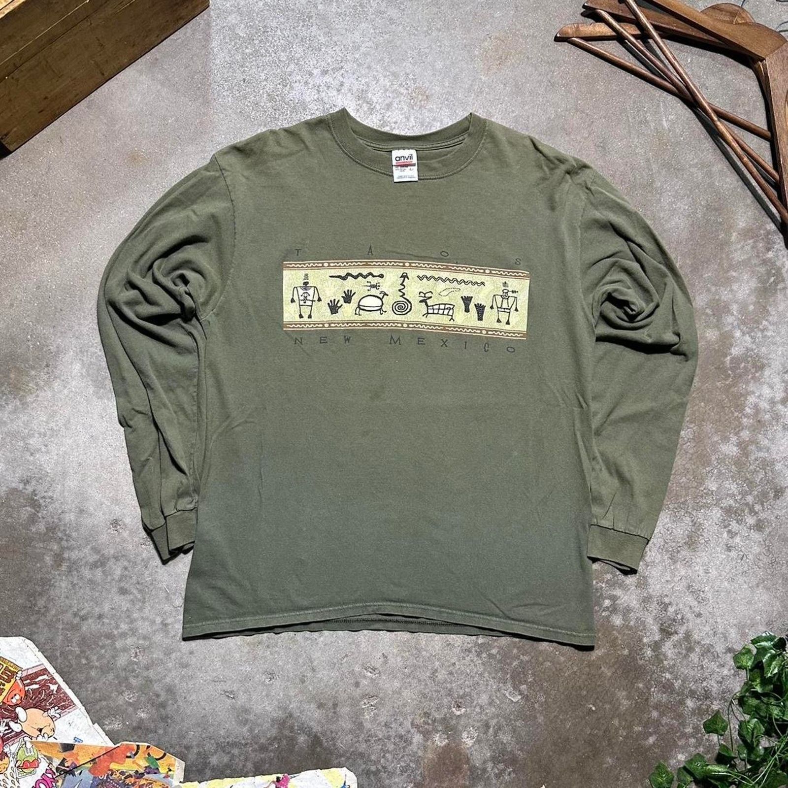 Anvil Vintage Y2K Taos New Mexico Long Sleeve Tee Aztec Shirt Size US L / EU 52-54 / 3 - 1 Thumbnail