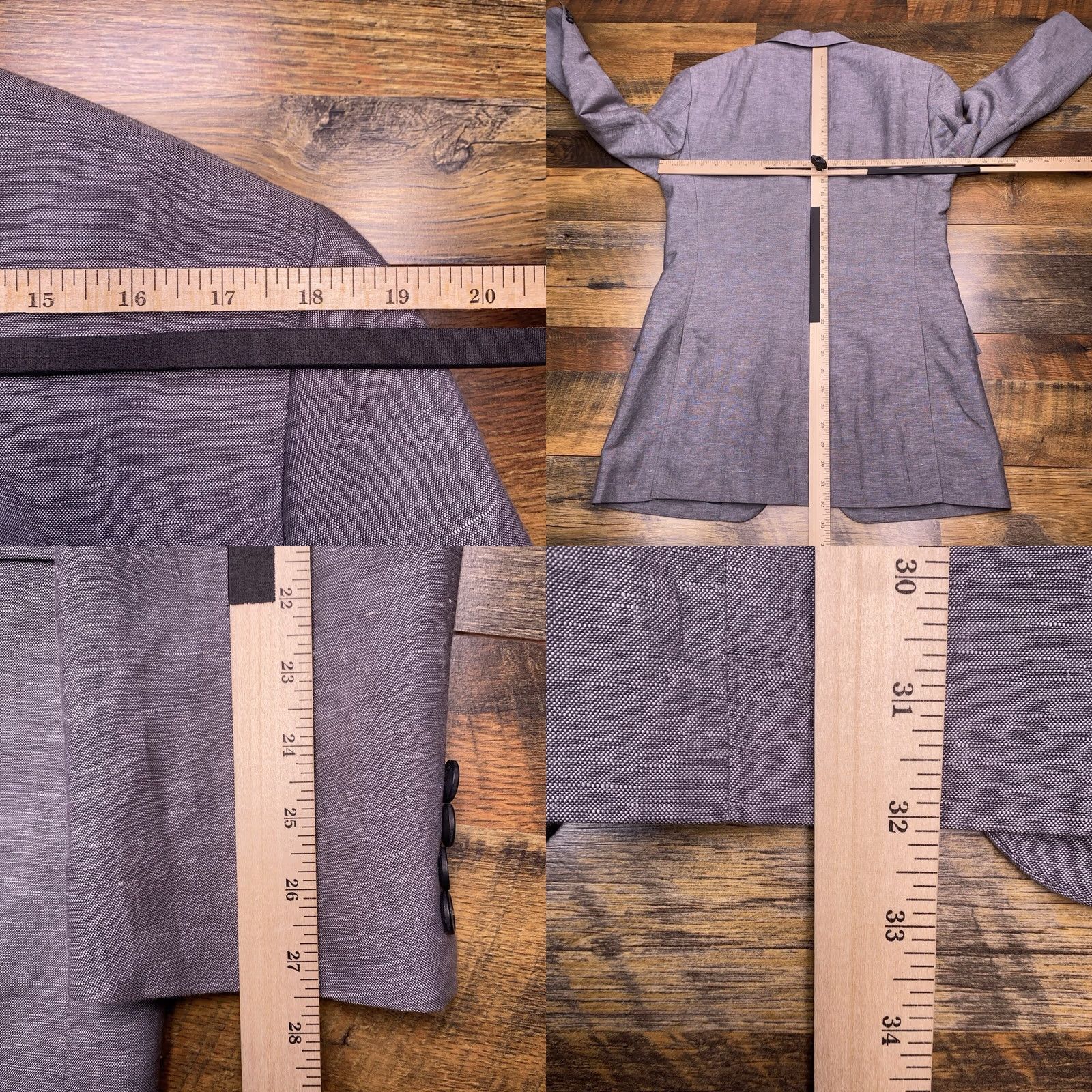 J.Crew J.CREW Blazer Sport Coat 40 Long Gray Linen Blend Notch Lapel Double-Vented Four-Button Inner Pockets Men's Regular Modern Shirt? Size 40R - 9 Thumbnail