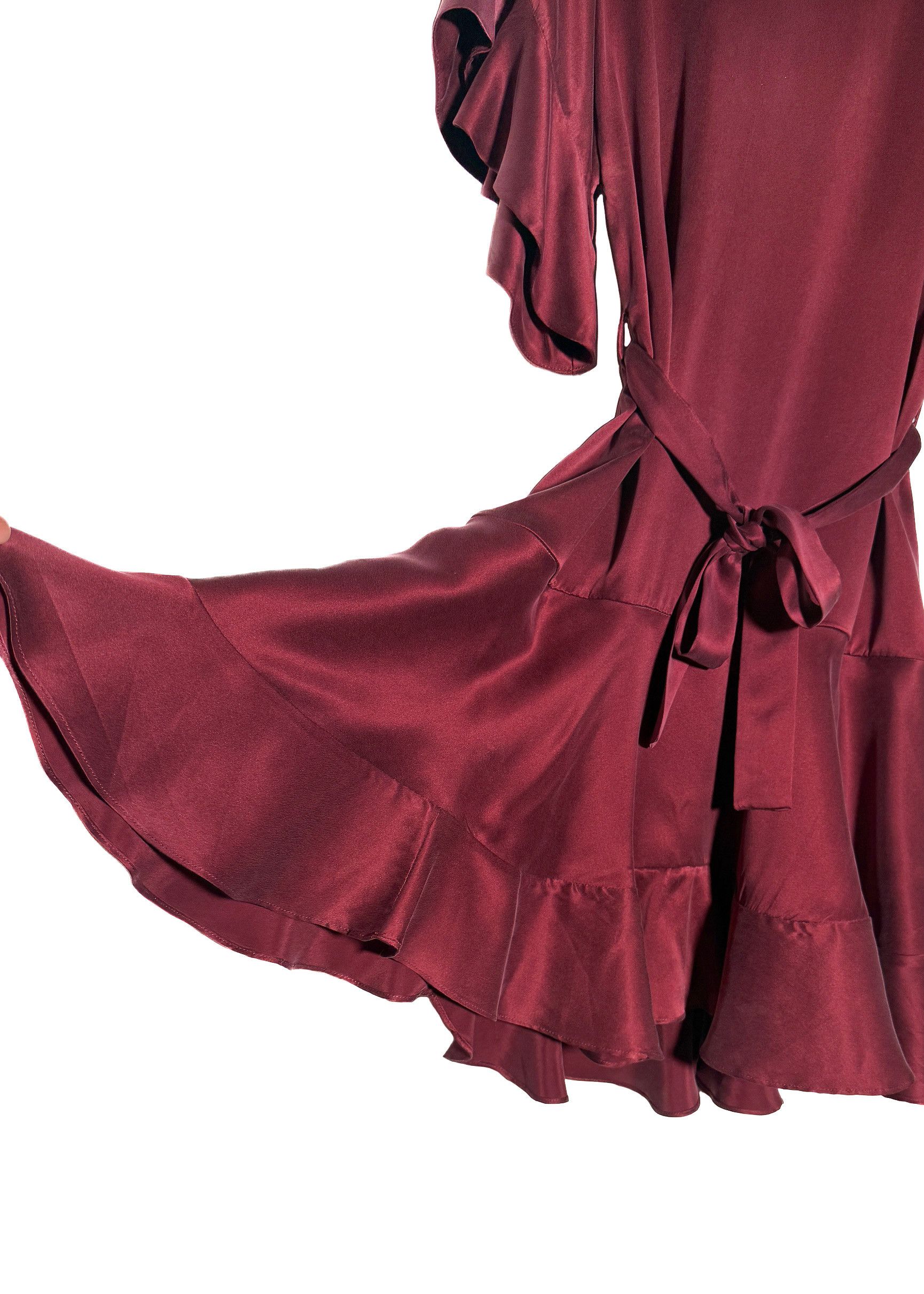 Zimmermann Zimmermann Burgundy Red Washed Silk Ruffle Mini Dress - 0 US Size S / US 4 / IT 40 - 4 Thumbnail