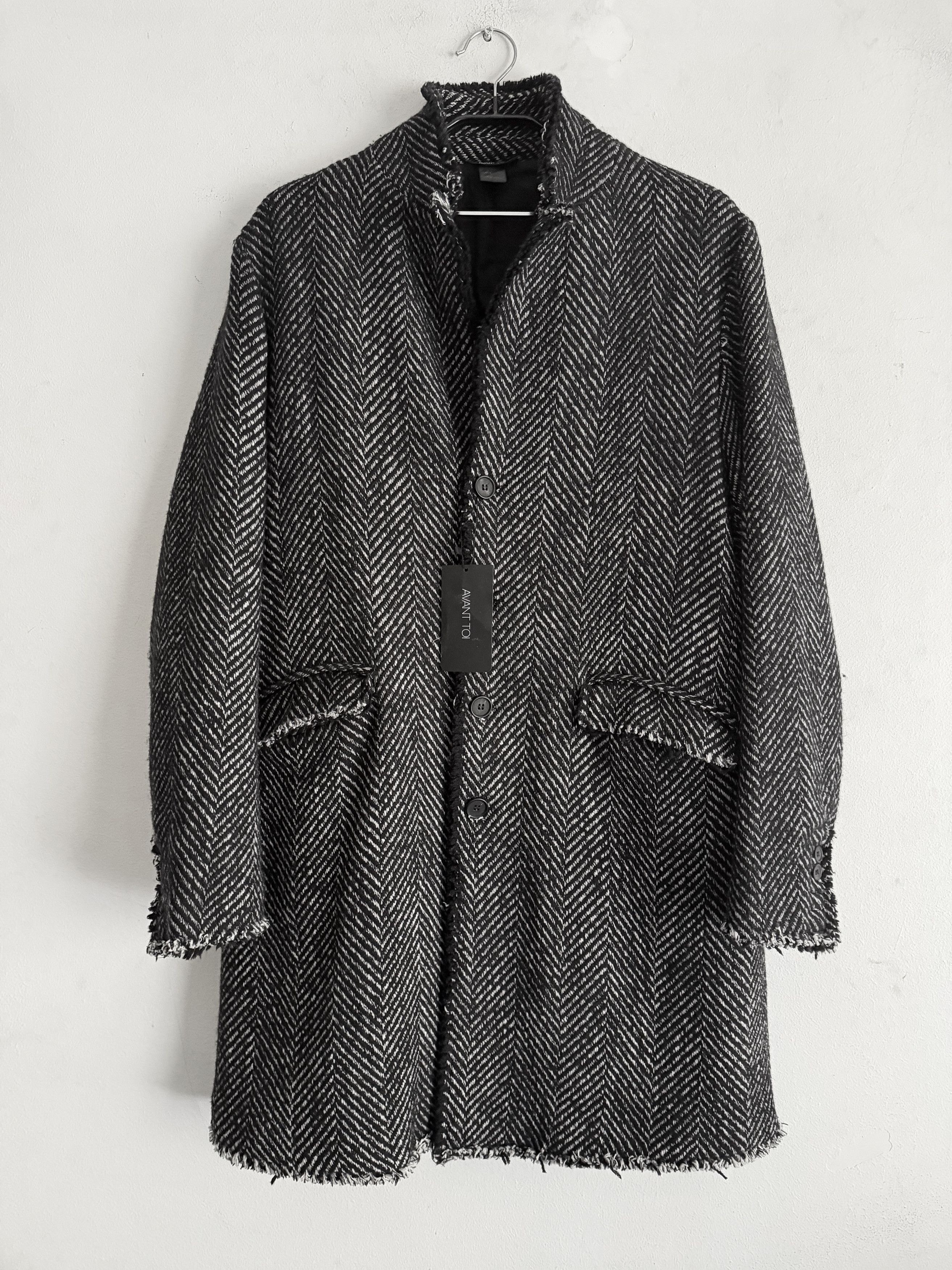 Avant Toi Distressed Herringbone Virgin Wool Coat Size US L / EU 52-54 / 3 - 2 Thumbnail
