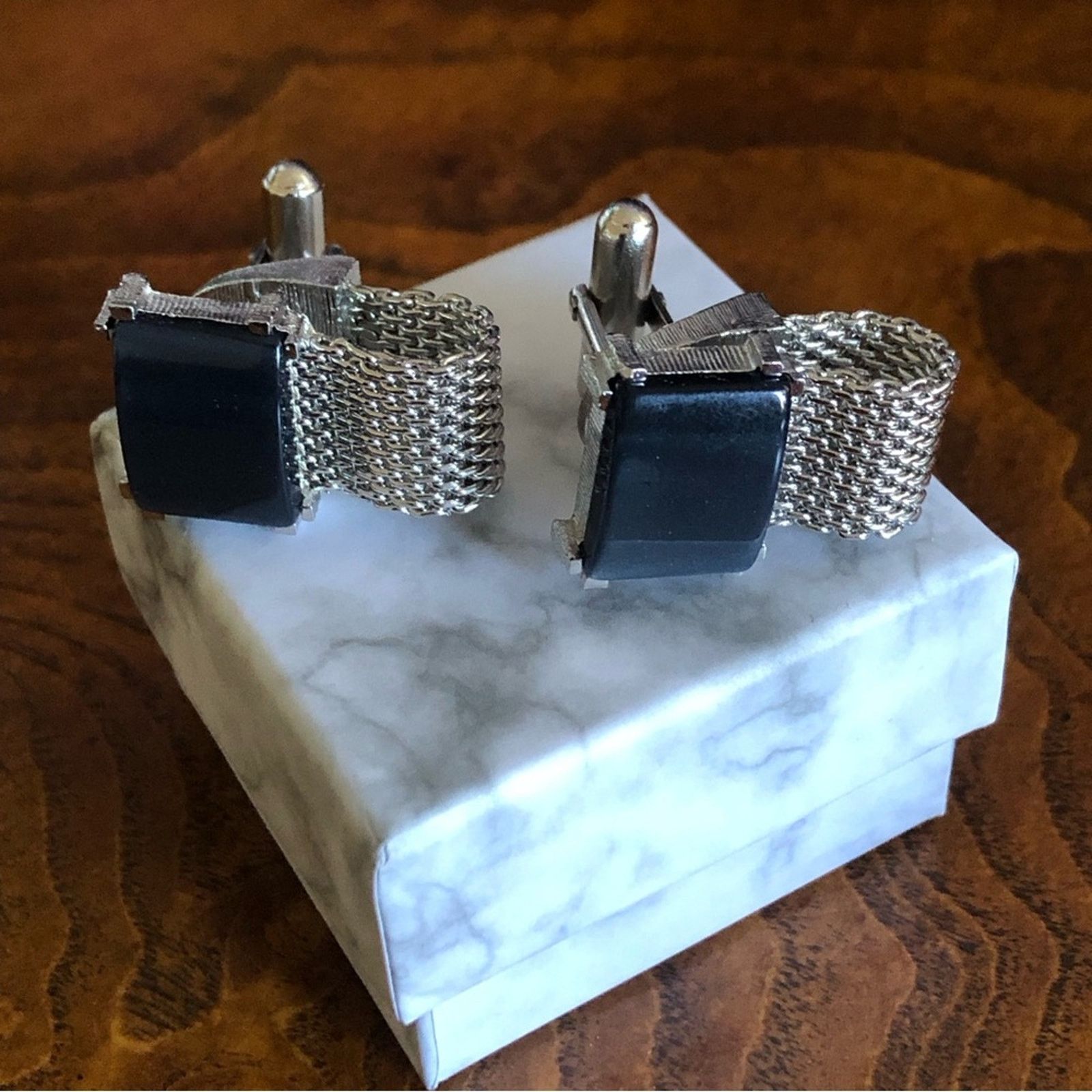 Vintage Vintage Swank hematite silver mesh wrap style cuff links Size ONE SIZE - 2 Thumbnail
