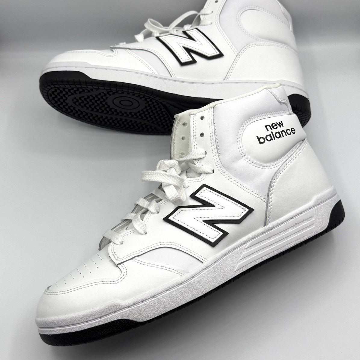 New Balance New Balance 480 White Black High Top Basketball Sneakers Size US 11 / EU 44 - 2 Thumbnail