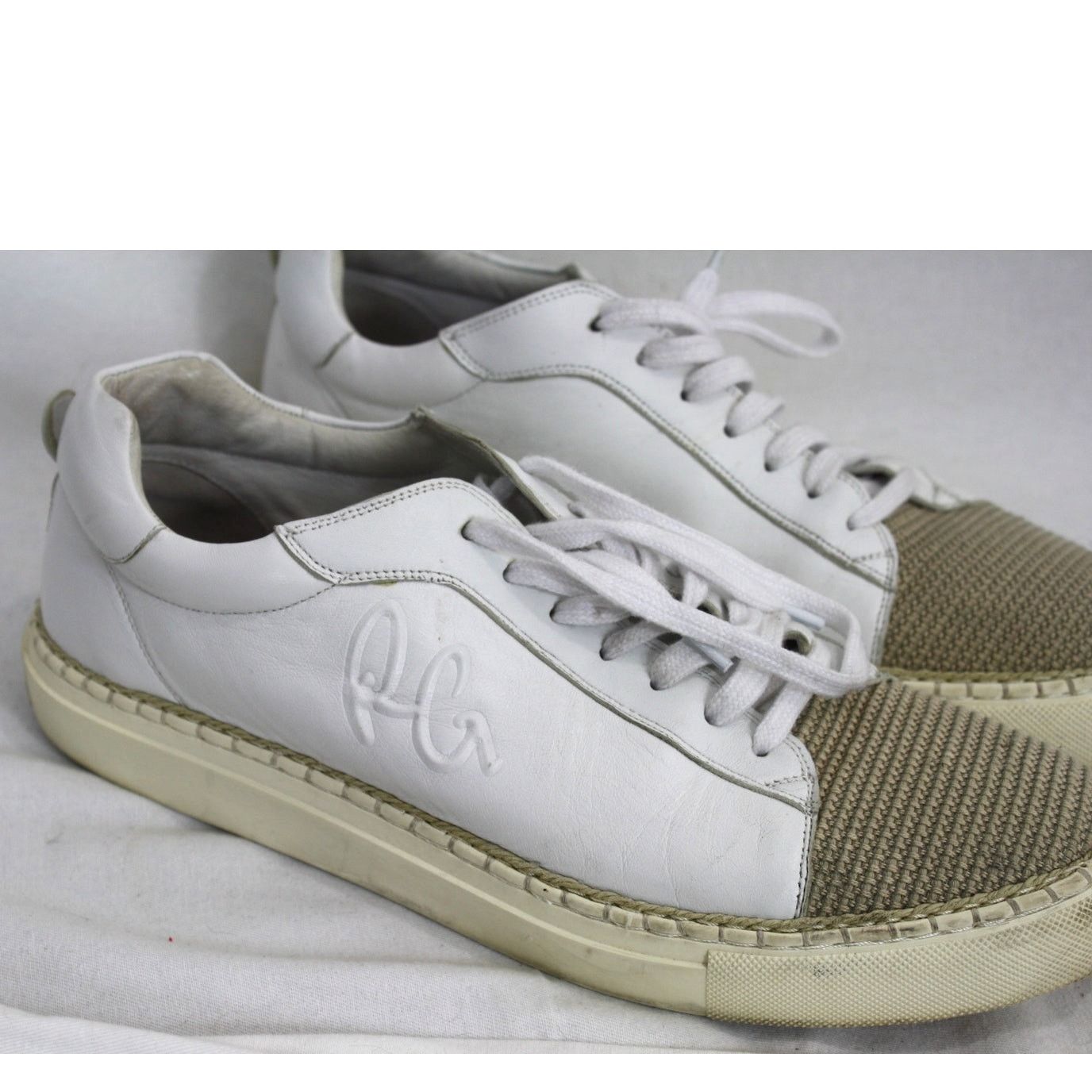 Robert Graham Robert Graham Sneakers Mens 10 White Leather Woven Toe Size US 10 / EU 43 - 1 Thumbnail