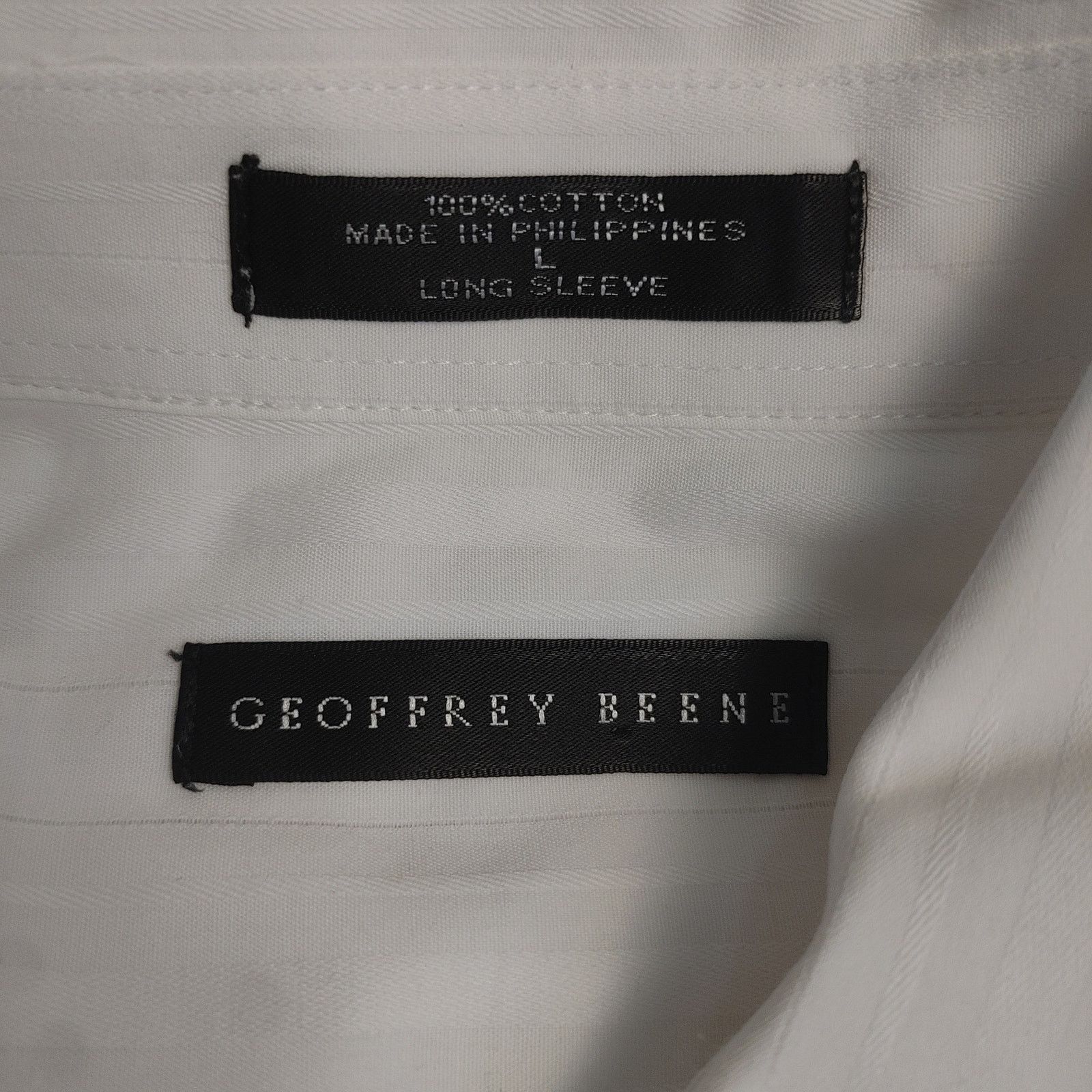 Geoffrey Beene Geoffrey Beene Men's LG White Long Sleeve Casual Dress Shirt Size US L / EU 52-54 / 3 - 3 Thumbnail
