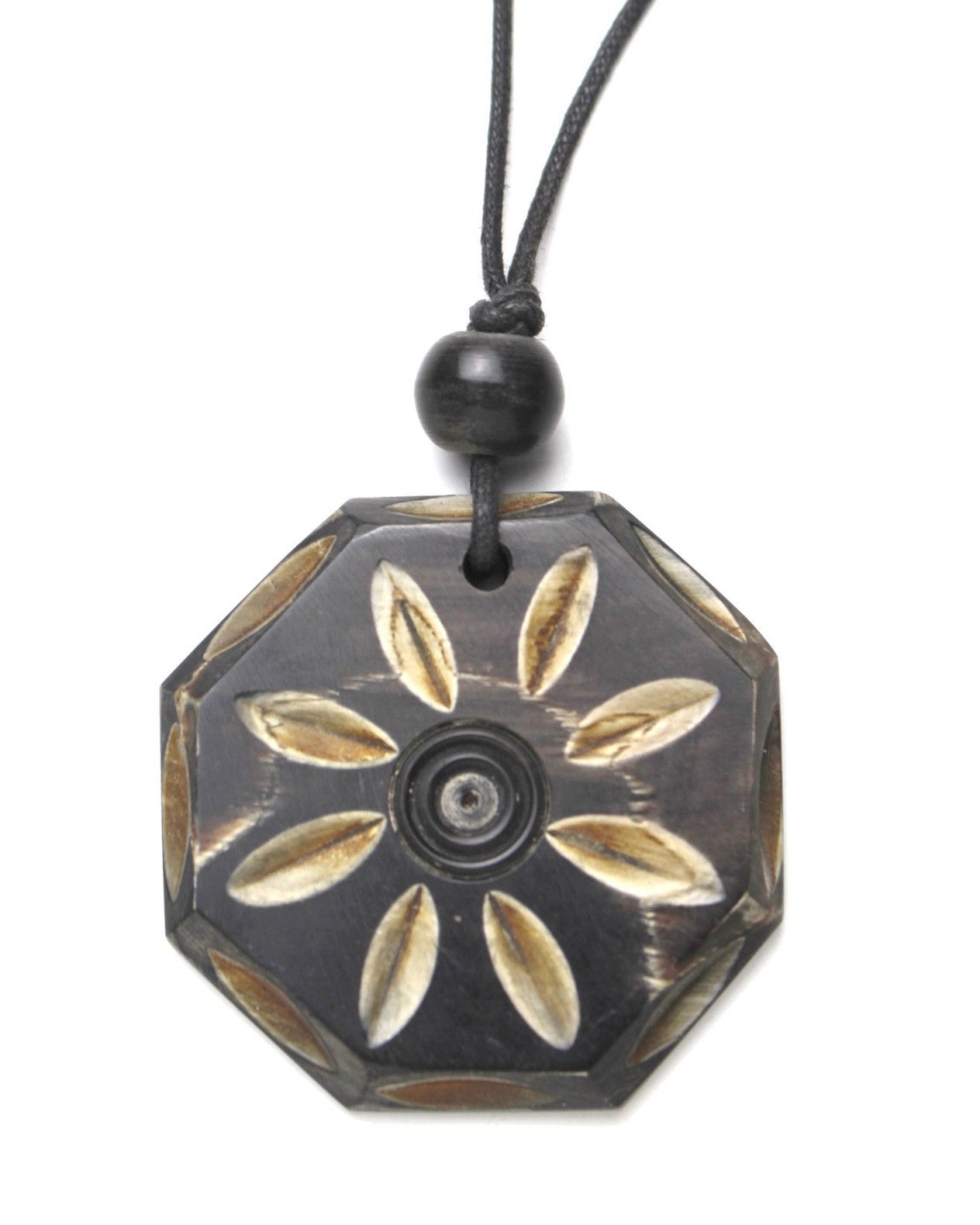Vintage 2000S JAPANESE HAND-CARVED WOODEN OCTAGONAL FLOWER NECKLACE Size ONE SIZE - 3 Thumbnail
