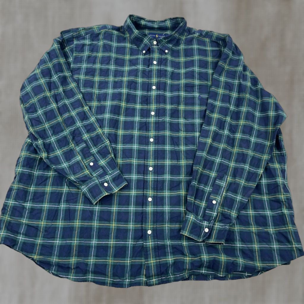 Ralph Lauren Ralph Lauren Shirt Men 4XB Blue Green Plaid Button Up Oxford Blackwatch Dress Shirt Size 48R - 1 Thumbnail