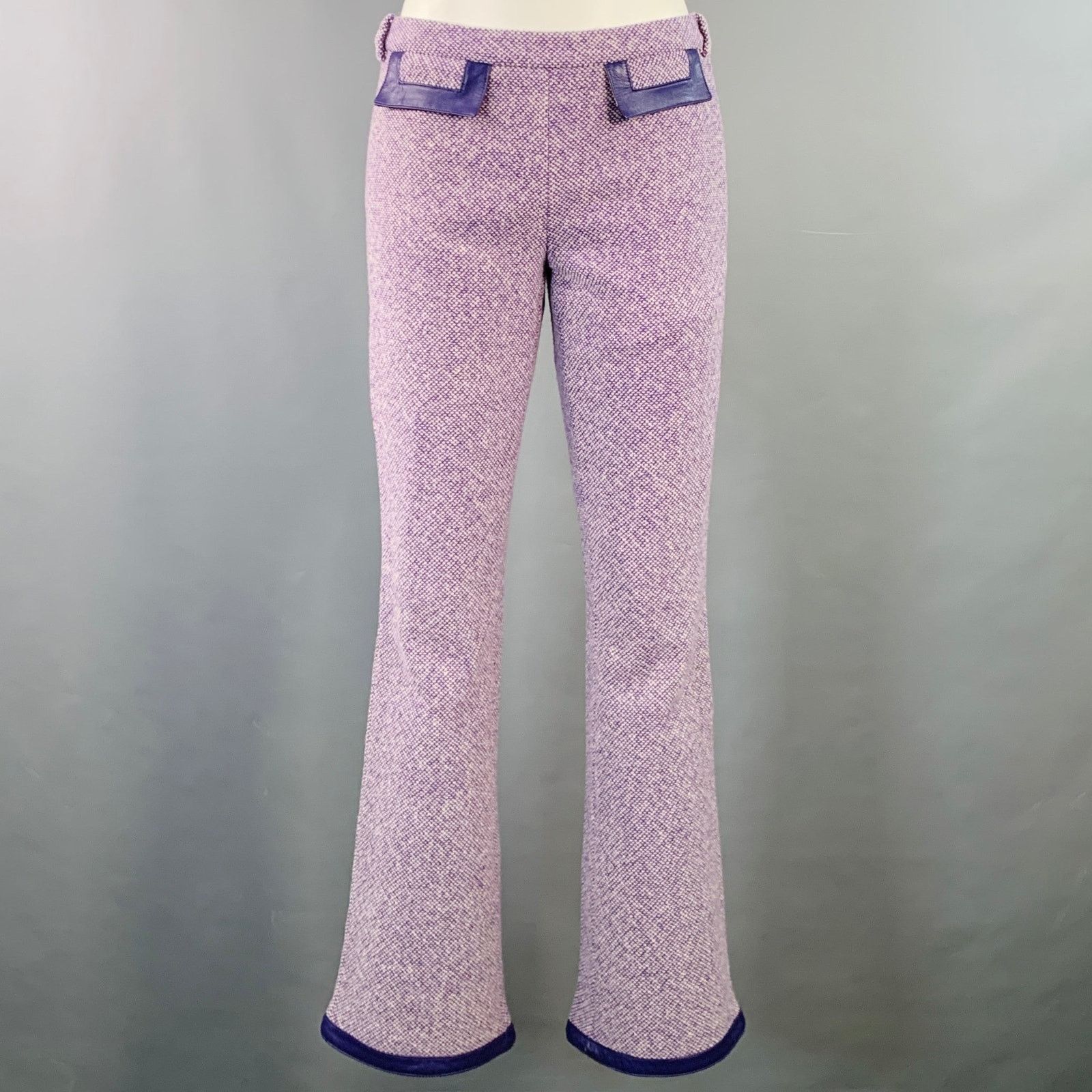 Dolce & Gabbana D&G by DOLCE & GABBANA Purple Wool Woven Flared Dress Pants Size 42" / US 20 - 1 Thumbnail