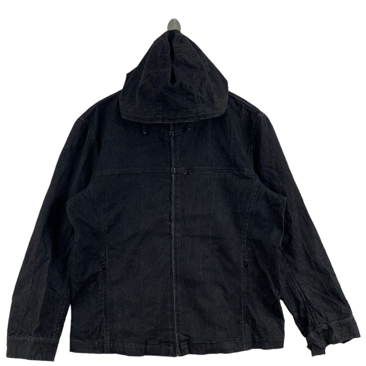 image of Denim Jacket D'homme A Homme Stretch Denim Jeans Hooded in Black, Men's (Size Large)
