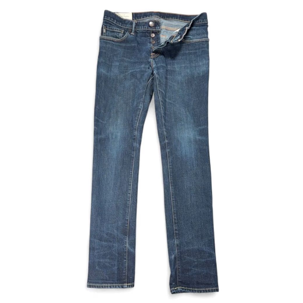 Abercrombie & Fitch Abercrombie & Fitch Jeans Mens 33x32 Blue Dark Wash Denim Button Fly Super Skinny Size US 33 - 2 Thumbnail