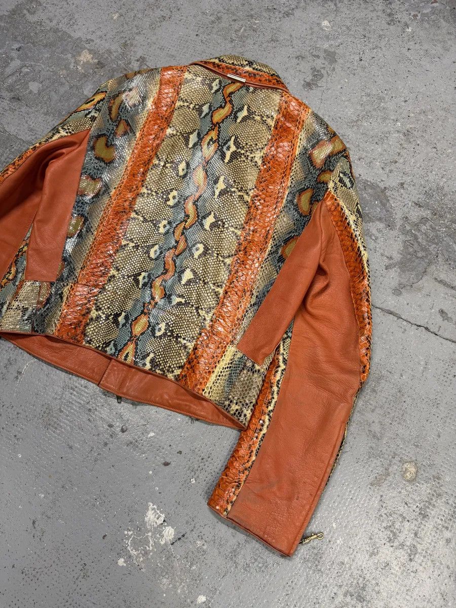 Roberto Cavalli SS2001 Roberto Cavalli Grey & Orange Python Leather Jacket Size US S / EU 44-46 / 1 - 12 Thumbnail