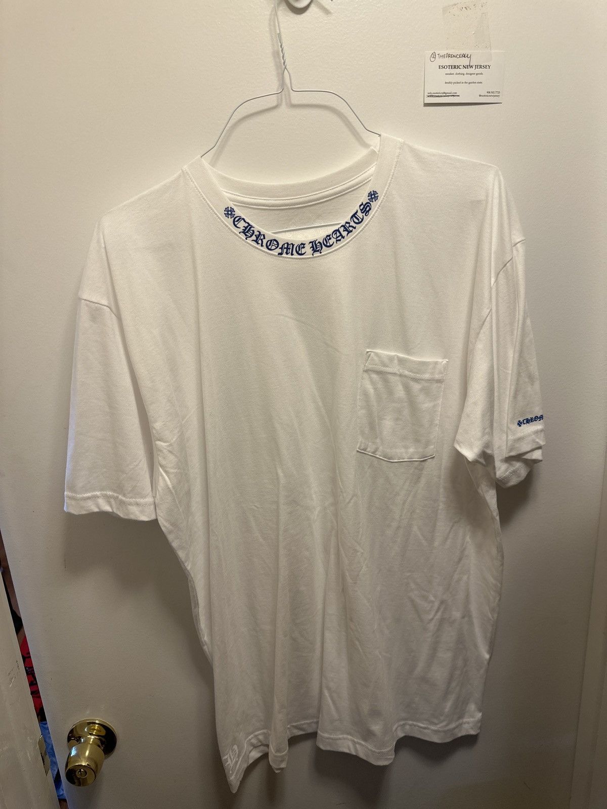 Chrome Hearts CHROME HEARTS NECK LOGO T SHIRT WHITE BLUE Size US XXL / EU 58 / 5 - 1 Thumbnail