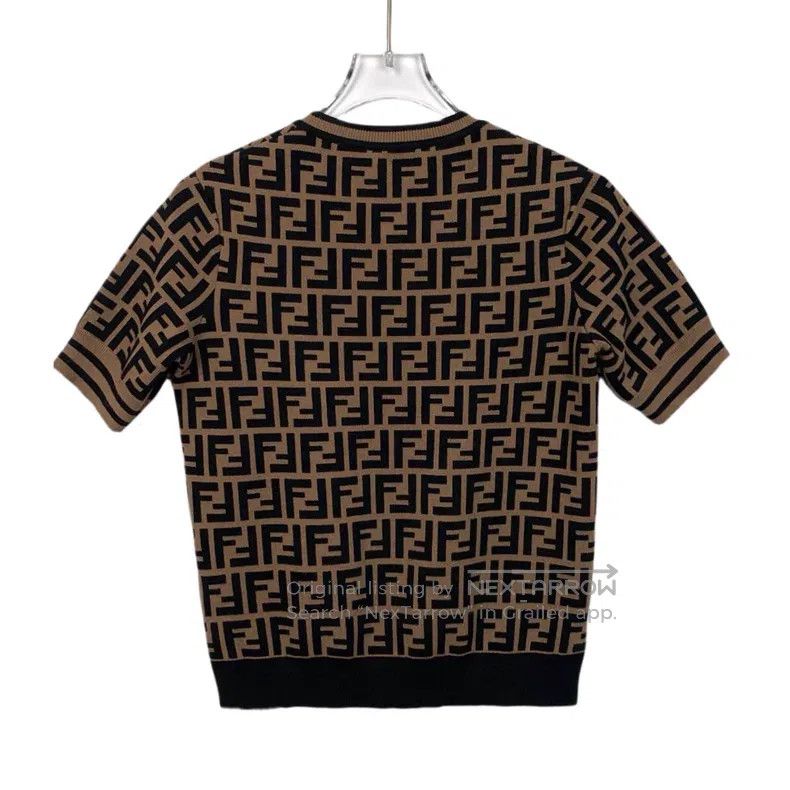 Fendi Fendi Dark brown double F vintage full-print round neck sh Size M / US 6-8 / IT 42-44 - 2 Thumbnail