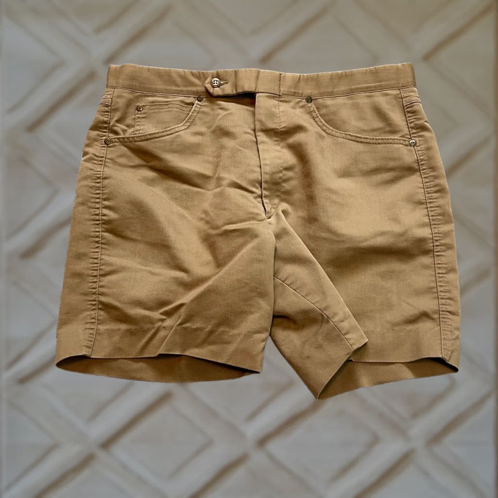 Vintage VINTAGE SansABelt Chino Shorts Mens 36 Brown 7 Inch Pleated Pocket Short 7in Regular Rise Home? Size US 36 / EU 52 - 1 Thumbnail