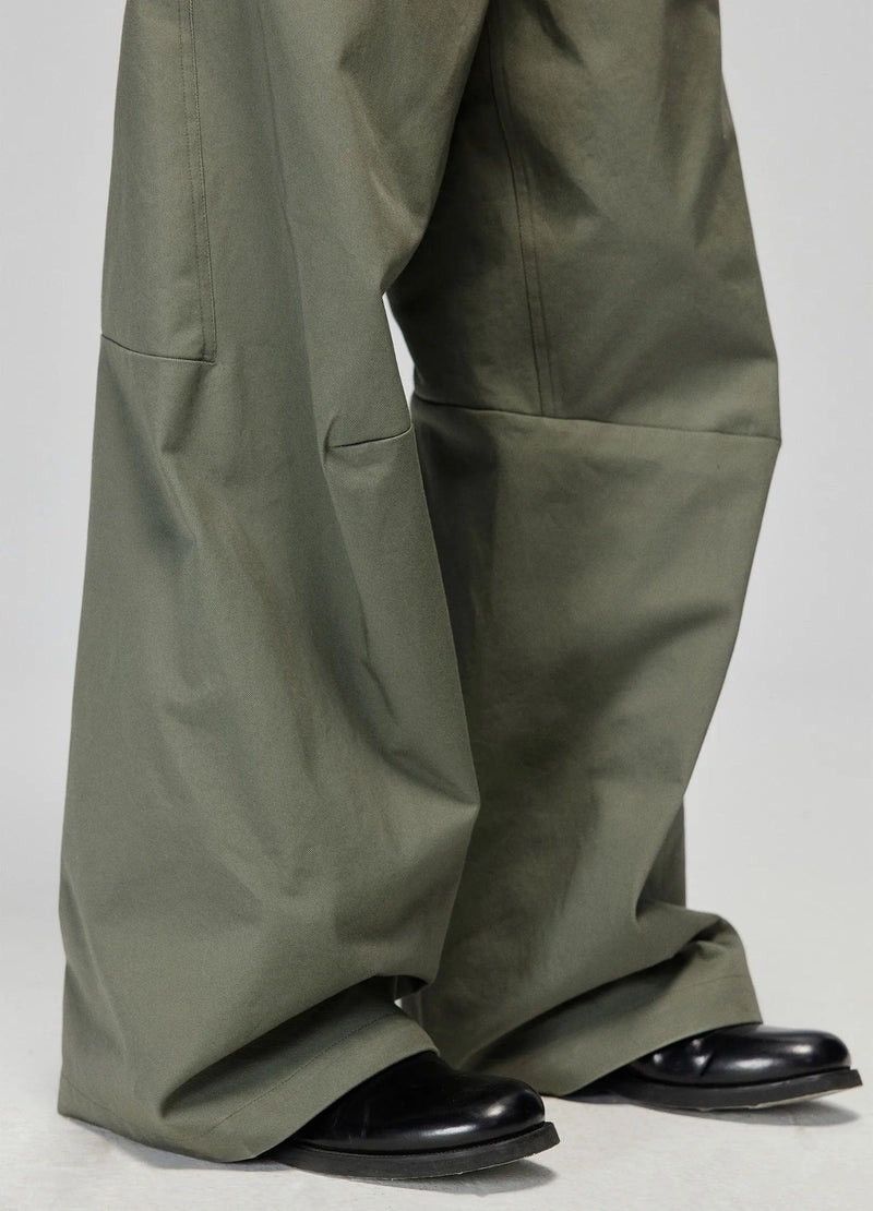 SIMPLE PROJECT Olive Darted Knee Cotton Trousers Size US 34 / EU 50 - 6 Thumbnail
