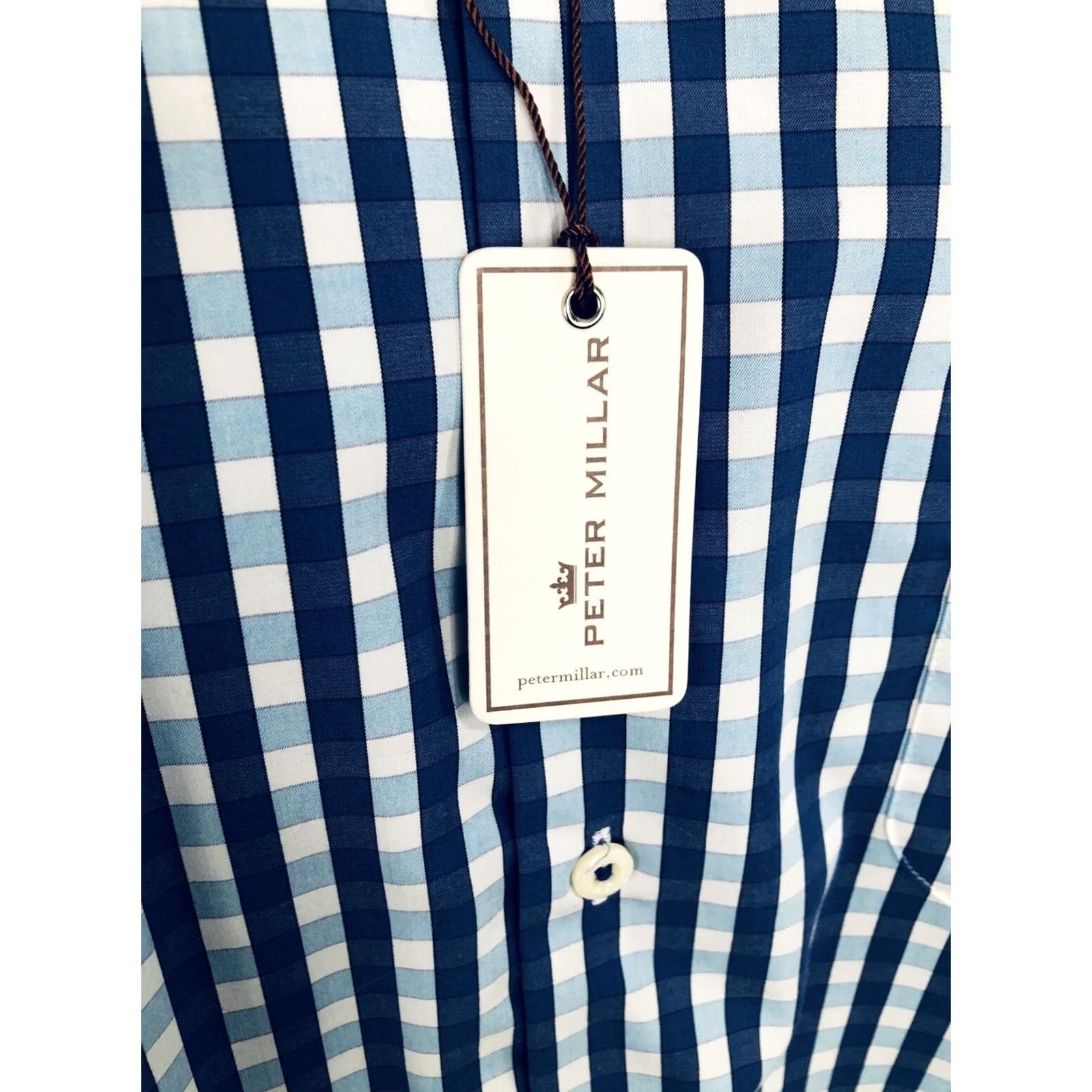 Peter Millar Peter Millar / Seaside Finish - XL Shirt - Plaid Check - Blue / White - Button-Up - Long Sleeve - Men Size US XL / EU 56 / 4 - 4 Thumbnail