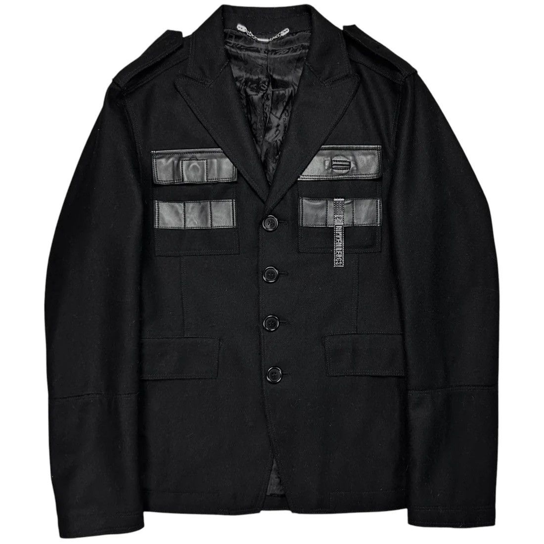 Dirk Bikkembergs Dirk Bikkembergs Leather Pocket Metal Clip Military Blazer Size US M / EU 48-50 / 2 - 1 Thumbnail