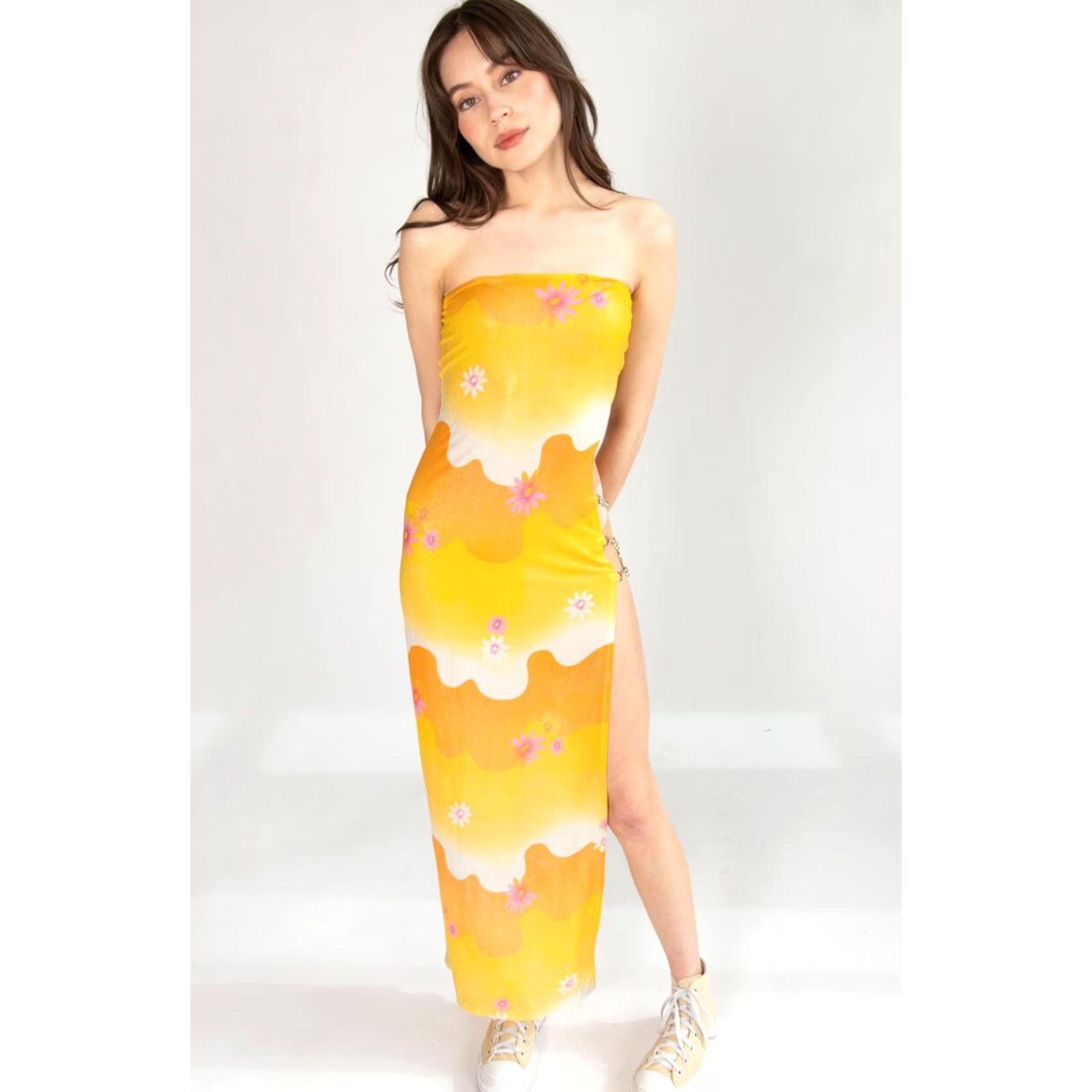 Vintage Vintage Yellow Floral Maxi Beach Cover-Up Dress XXS Sundress Boho 2000s Retro Womens Size XXL / US 16-18 / IT 52-54 - 4 Thumbnail
