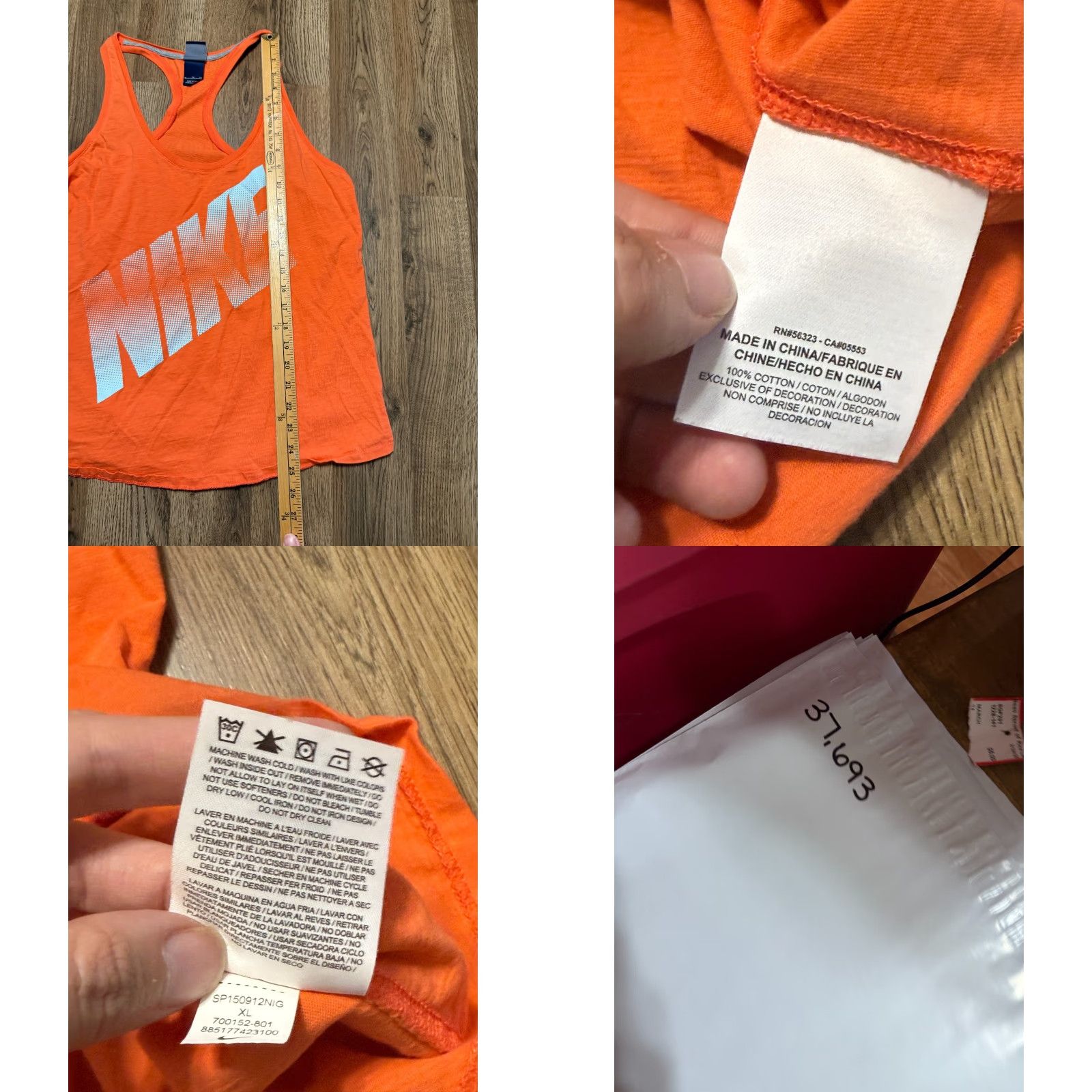 Nike Nike Tank Top Womens XL Orange Racerback Sleeveless Size XL / US 12-14 / IT 48-50 - 8 Thumbnail