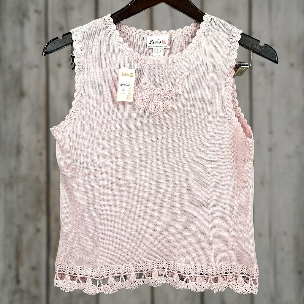 Pinko VINTAGE LIM'S Sweater Vest Womens L Floral 3D Appliqué Crochet Knit Pink Y2K Size L / US 10 / IT 46 - 1 Thumbnail