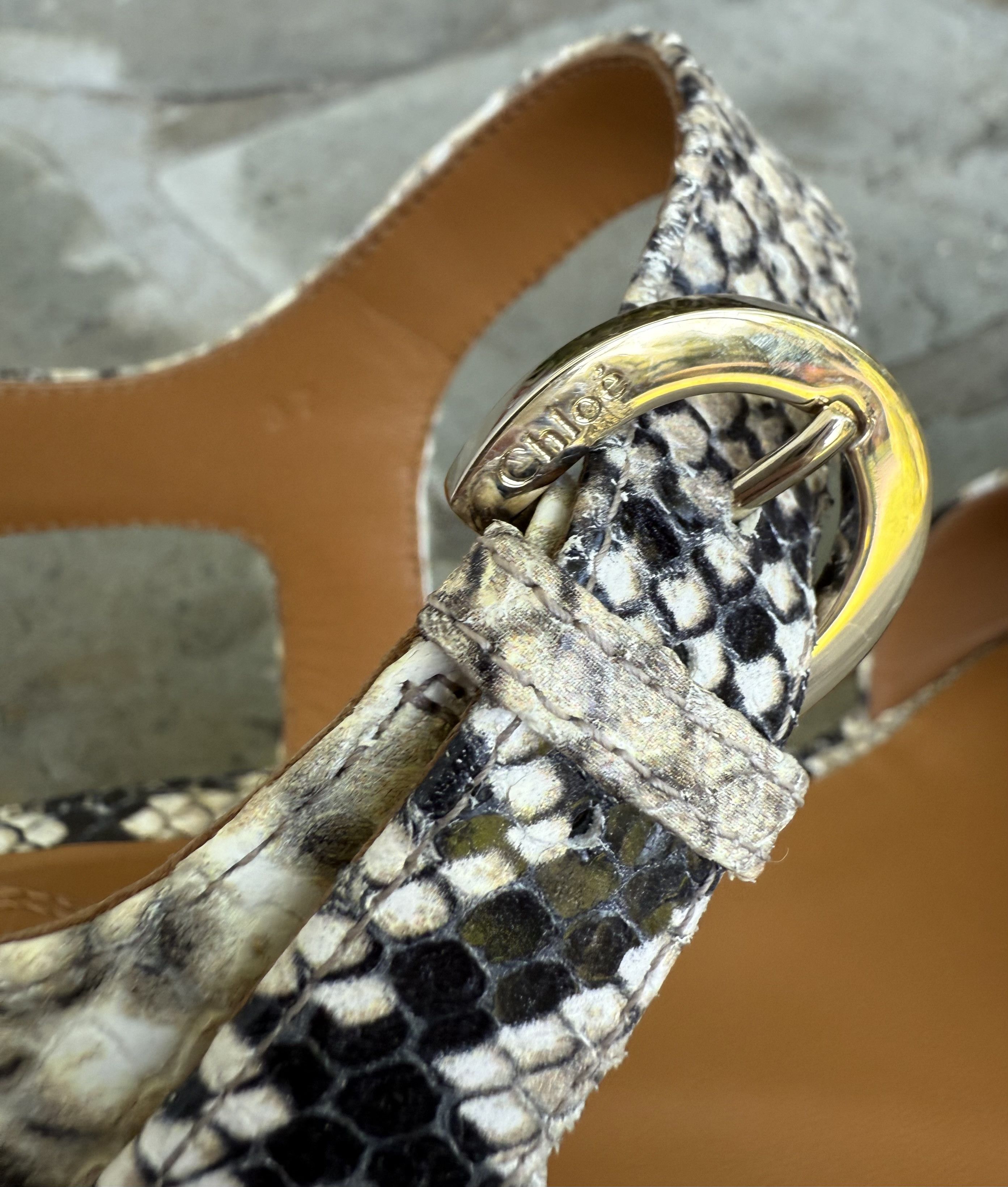 Chloe Chloe Snakeskin Odina Platform Sandals Size US 7 / IT 37 - 6 Thumbnail