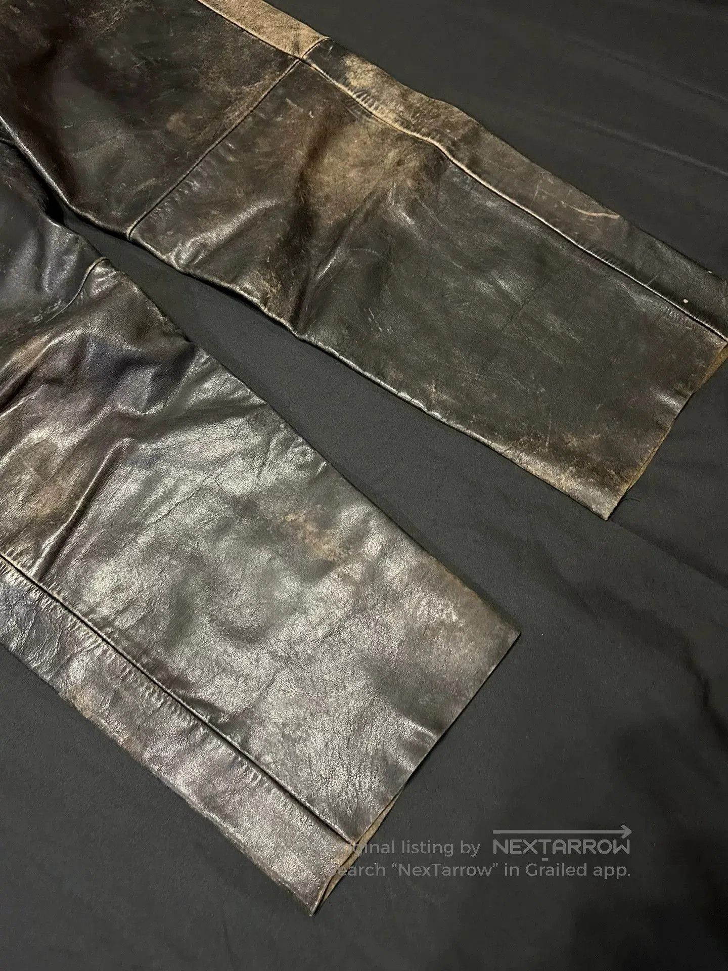 Vintage Vintage Distressed Pure Cowhide Leather Pants. Size US 30 / EU 46 - 2 Thumbnail