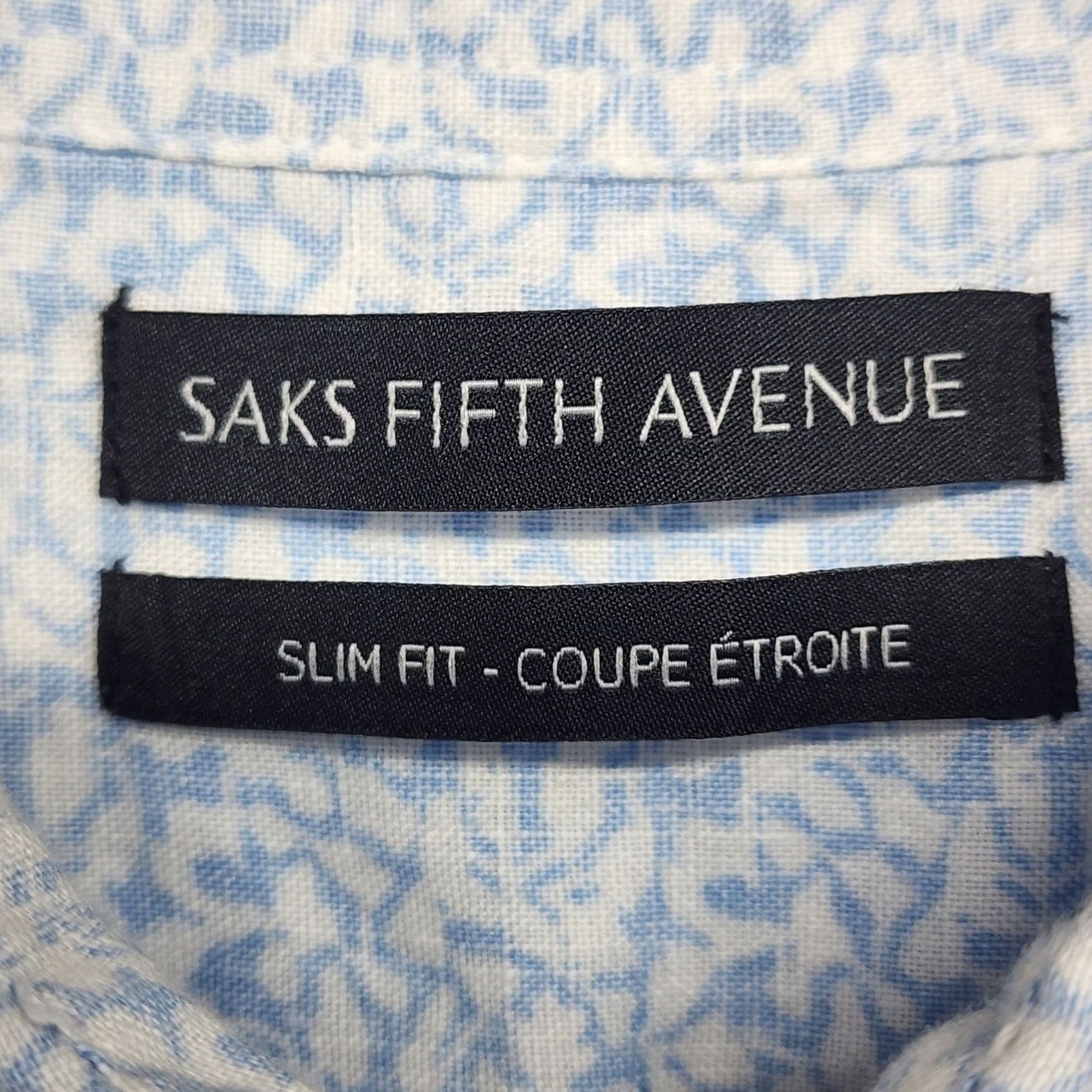 Saks Fifth Avenue Saks Fifth Avenue Linen Shirt Mens XL Slim Fit Blue Short Sleeve Button-Up Shirt Size US XL / EU 56 / 4 - 3 Thumbnail