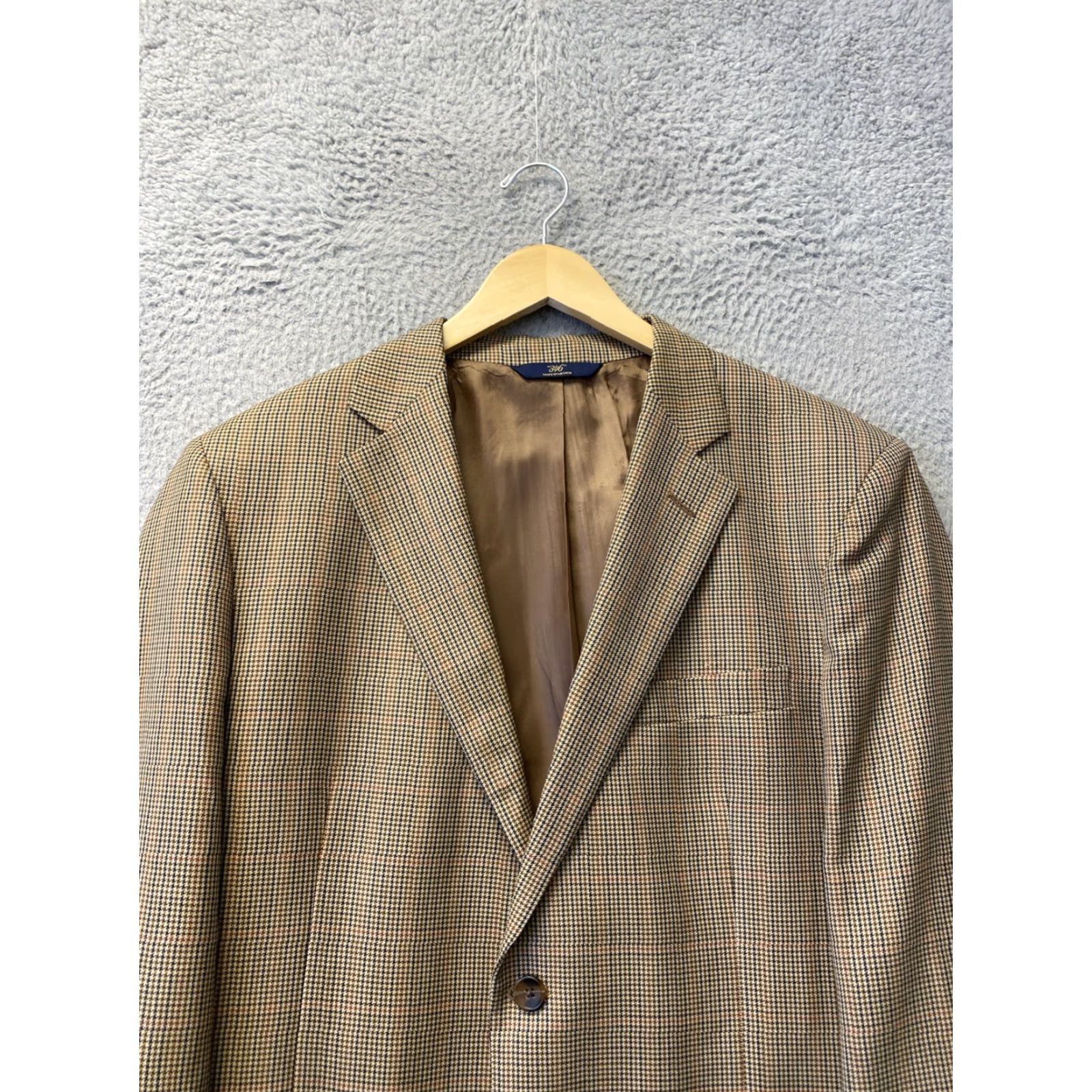 Brooks Brothers VINTAGE Brooks Brothers Brown Houndstooth Wool Tuxedo Suit Jacket Men 42R Formal Size 42R - 2 Thumbnail