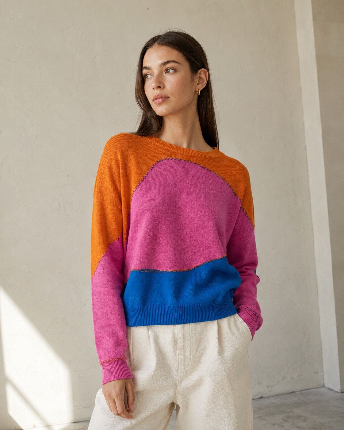 Other WISPR Abstract Colorblock Knit Sweater | Scandi Pullover Size M / US 6-8 / IT 42-44 - 1 Thumbnail