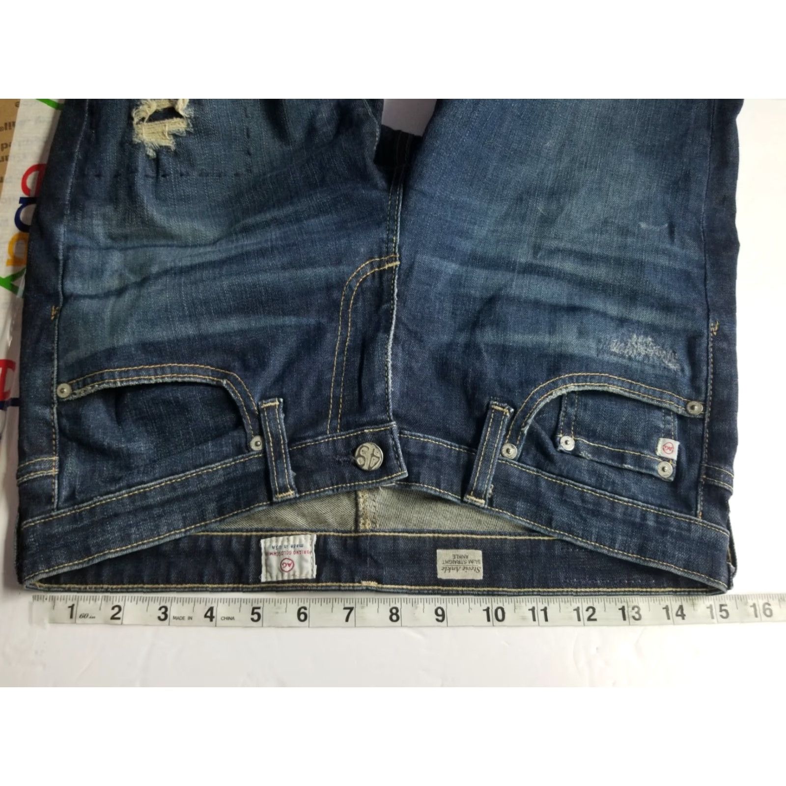 Vintage Adriano Goldschmied Jeans Womens 29R Blue Stevie Ankle Slim Straight Distressed Jeans Size 29" - 3 Thumbnail