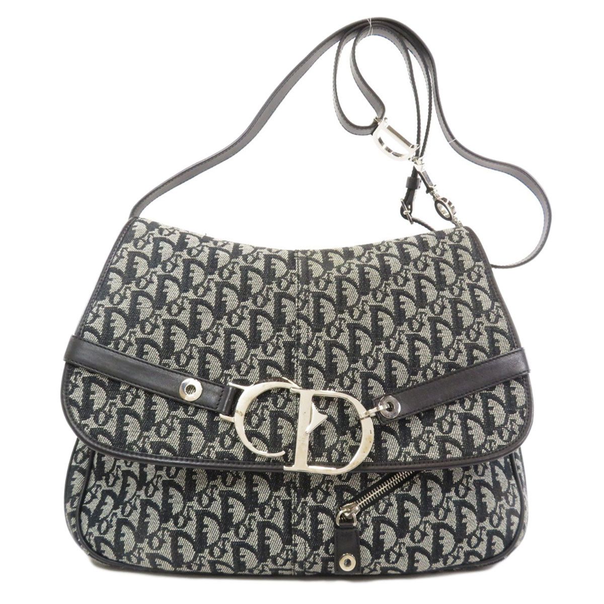 Dior Trotter Pattern Logo Shoulder Bag Canvas