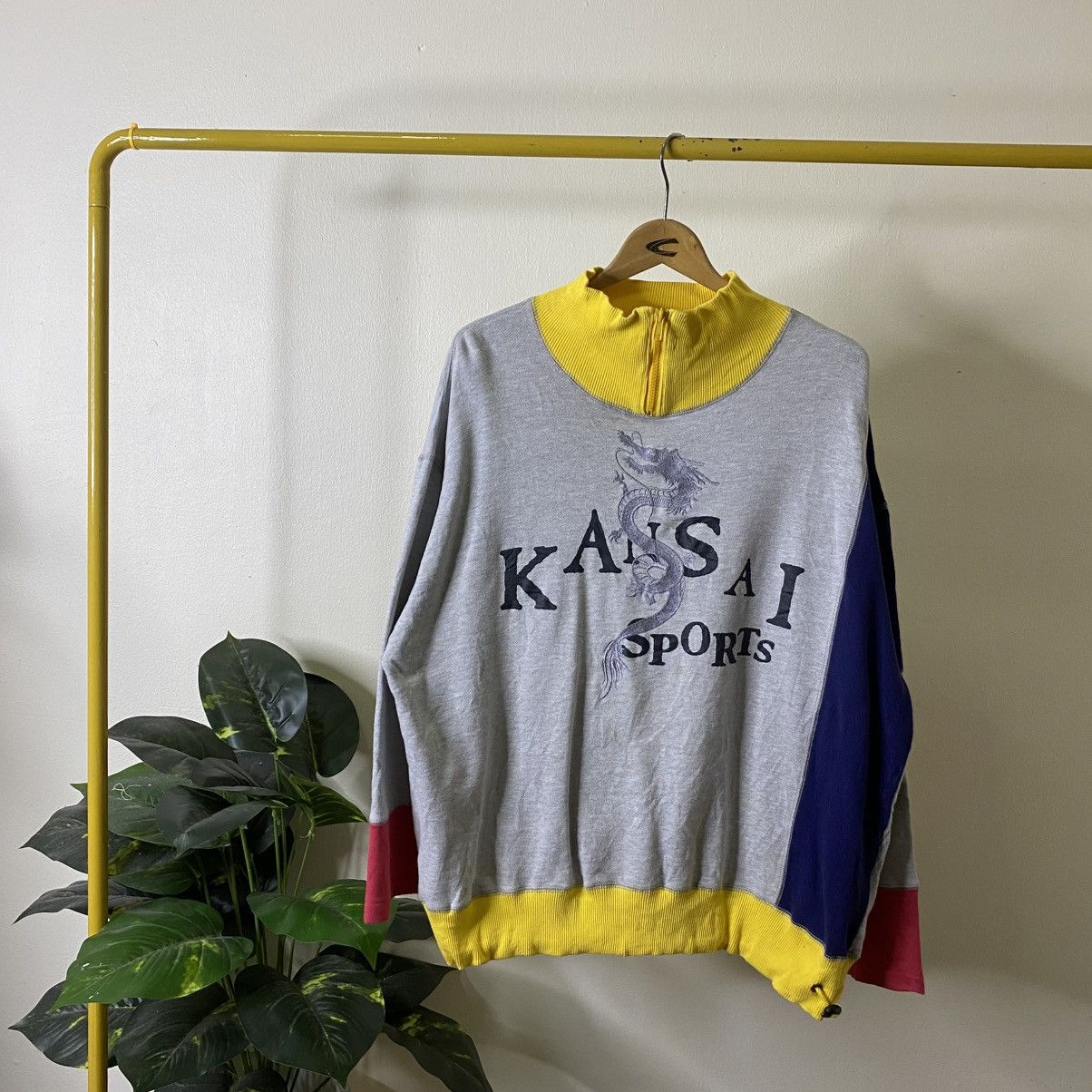 Kansai Yamamoto Kansai Sports Embroidered Dragon Half Zipper Sweatshirt Size US XL / EU 56 / 4 - 1 Thumbnail
