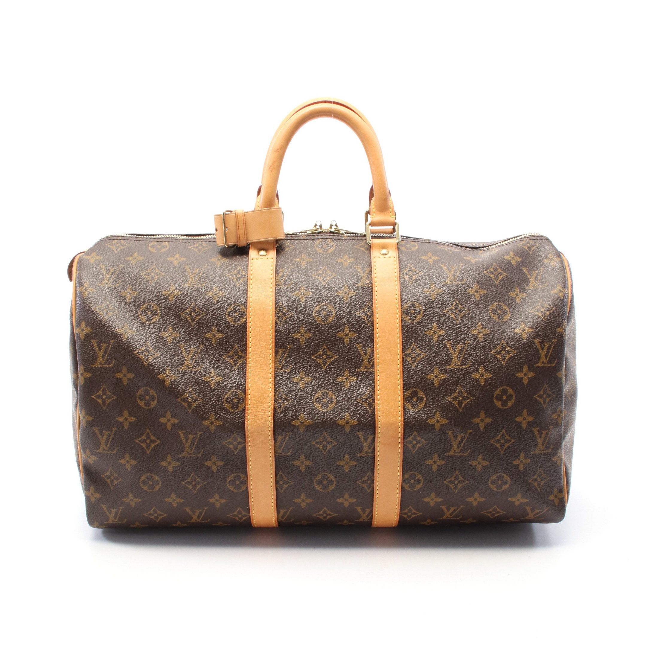 Louis Vuitton Louis Vuitton Keepall 45 Monogram Boston Bag Leather Brown Size ONE SIZE - 1 Thumbnail