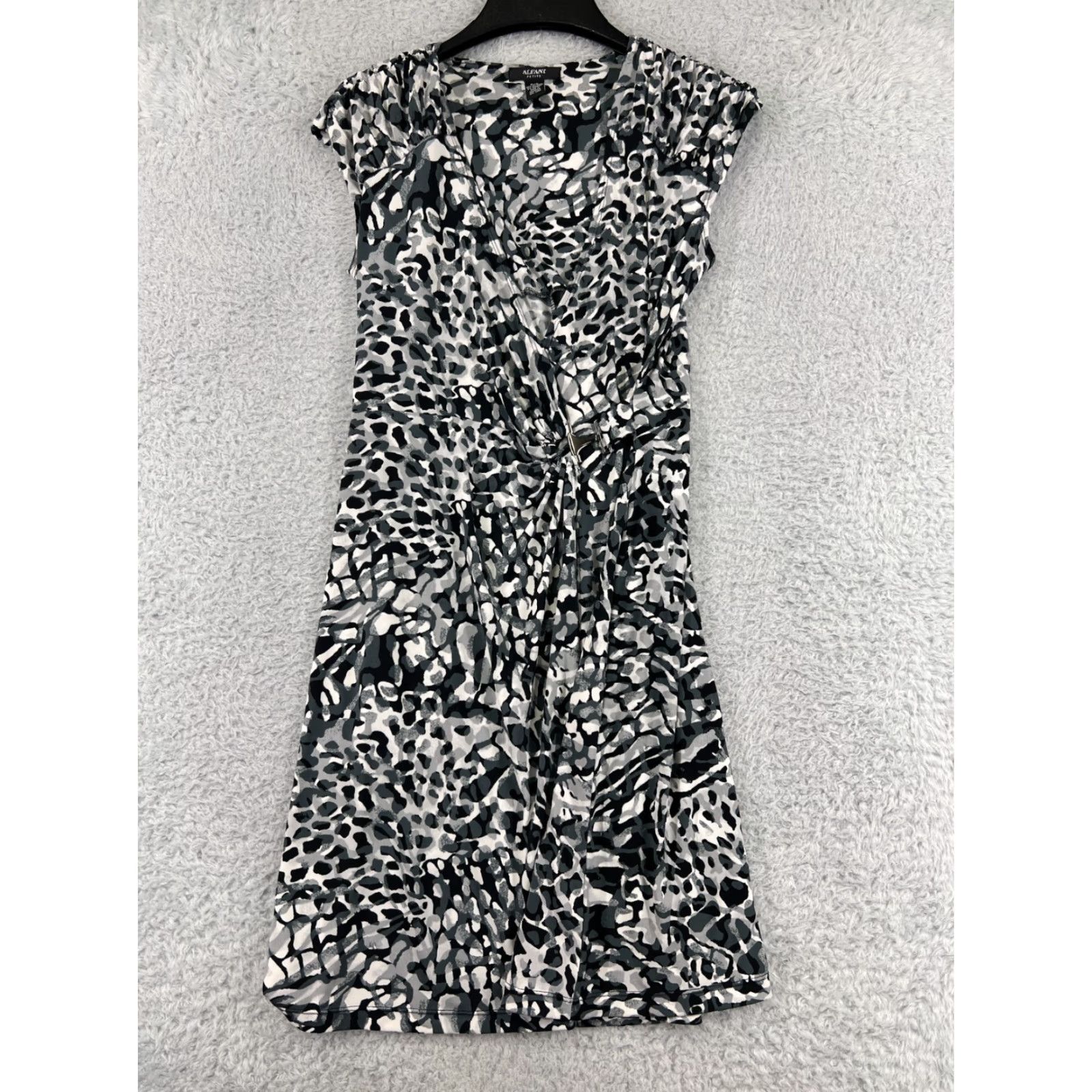 Alfani Alfani Dress Womens PS Black Gray White Cheetah Print Sleeveless Petite Ladies Size S / US 4 / IT 40 - 2 Thumbnail