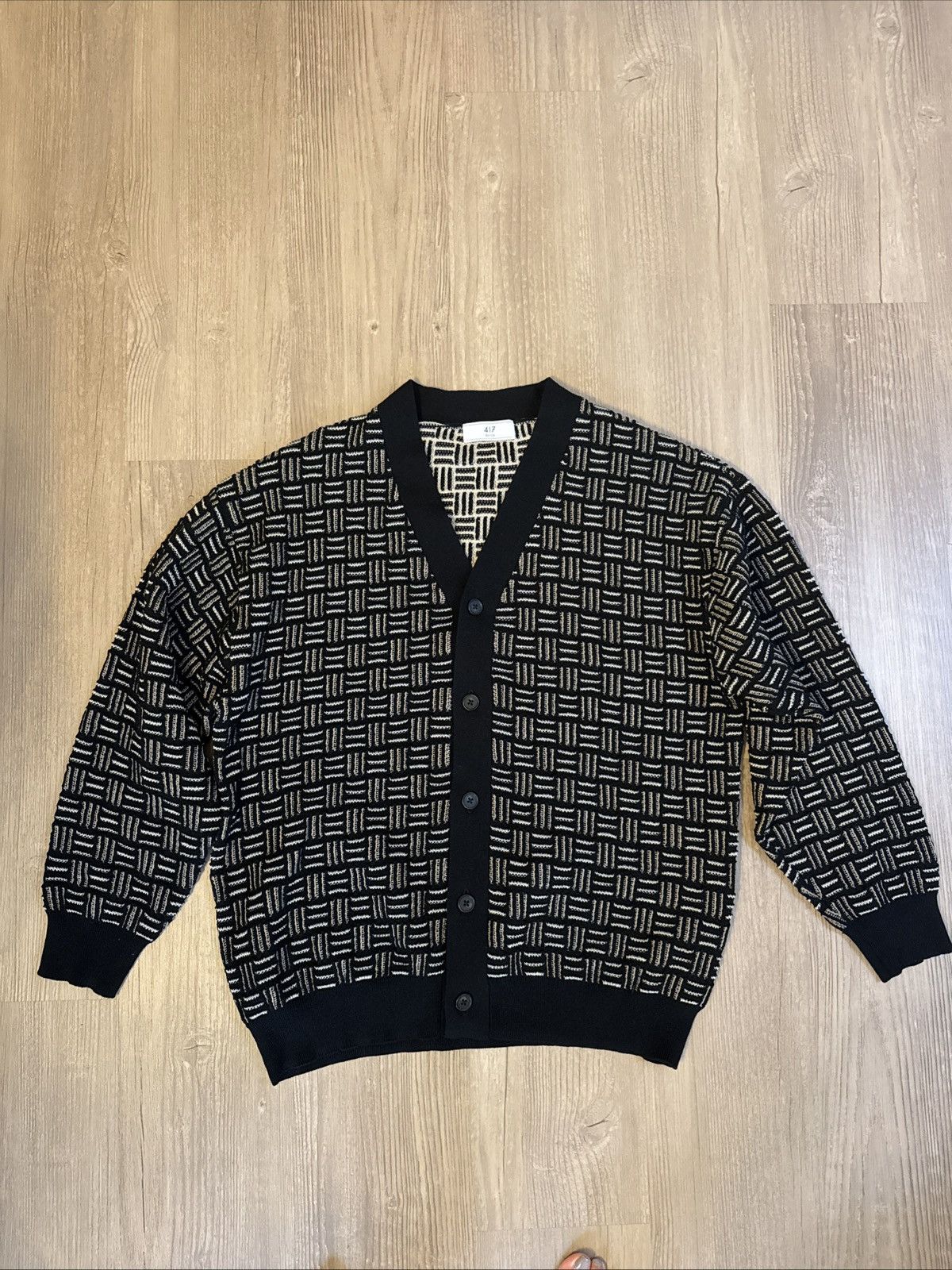 Edifice Japan 417 Edifice Black Patterned Cardigan (Size Large) Size US L / EU 52-54 / 3 - 1 Thumbnail