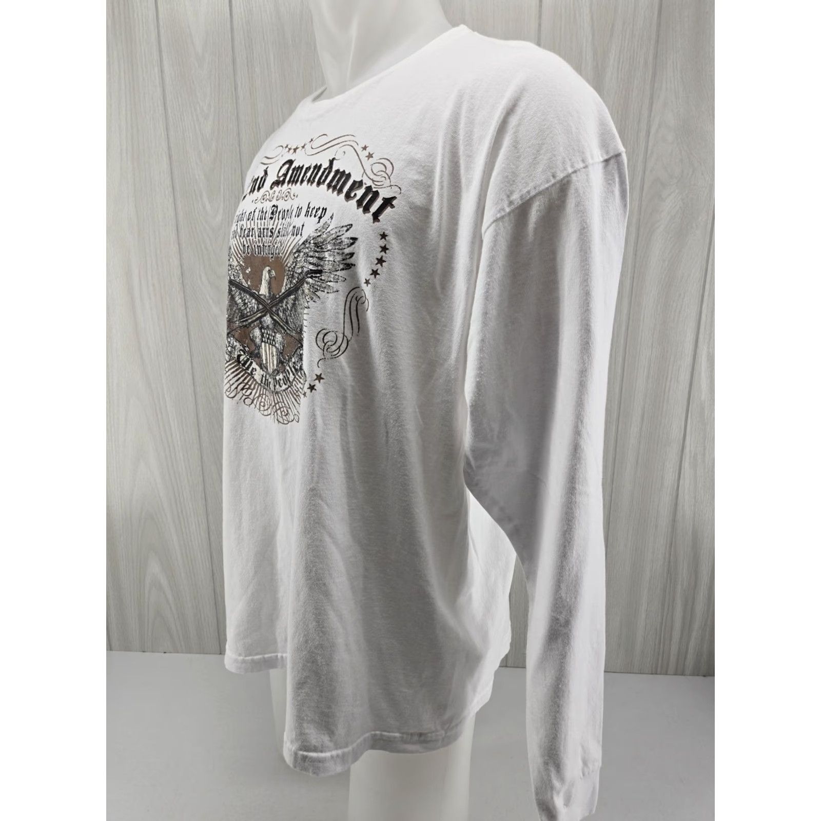 Vintage VINTAGE Bayside LONG SLEEVE T-SHIRT 2XL White Men’s 2ND AMENDMENT Shirt Mens Burlap? Size US XXL / EU 58 / 5 - 4 Thumbnail