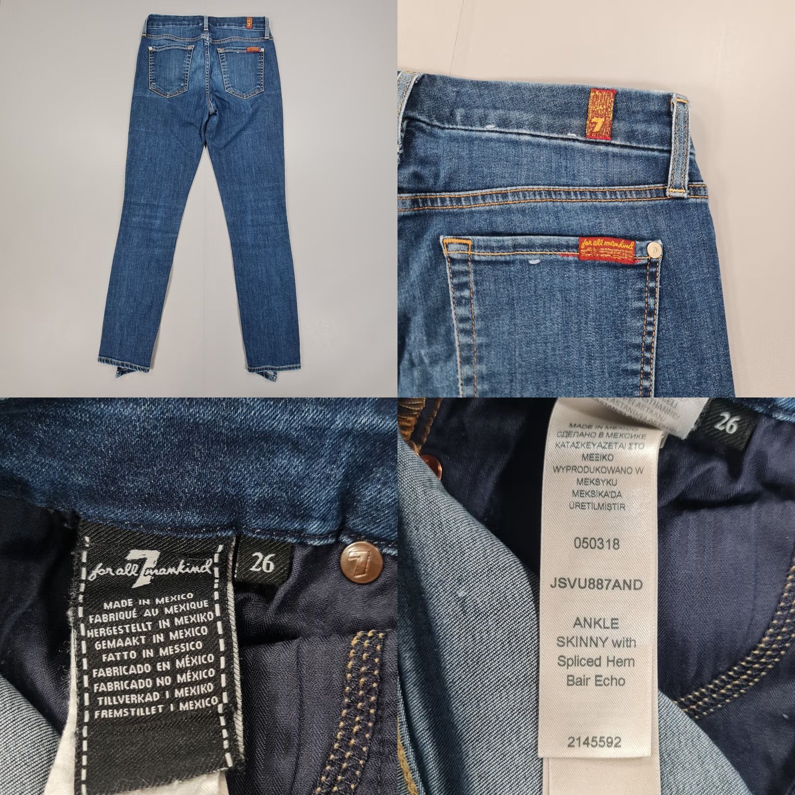 7 For All Mankind 7 For All Mankind Jeans Womens 26 Blue W26 L32 The Ankle Skinny Stretch Bair Echo Size 26" / US 2 / IT 38 - 8 Thumbnail