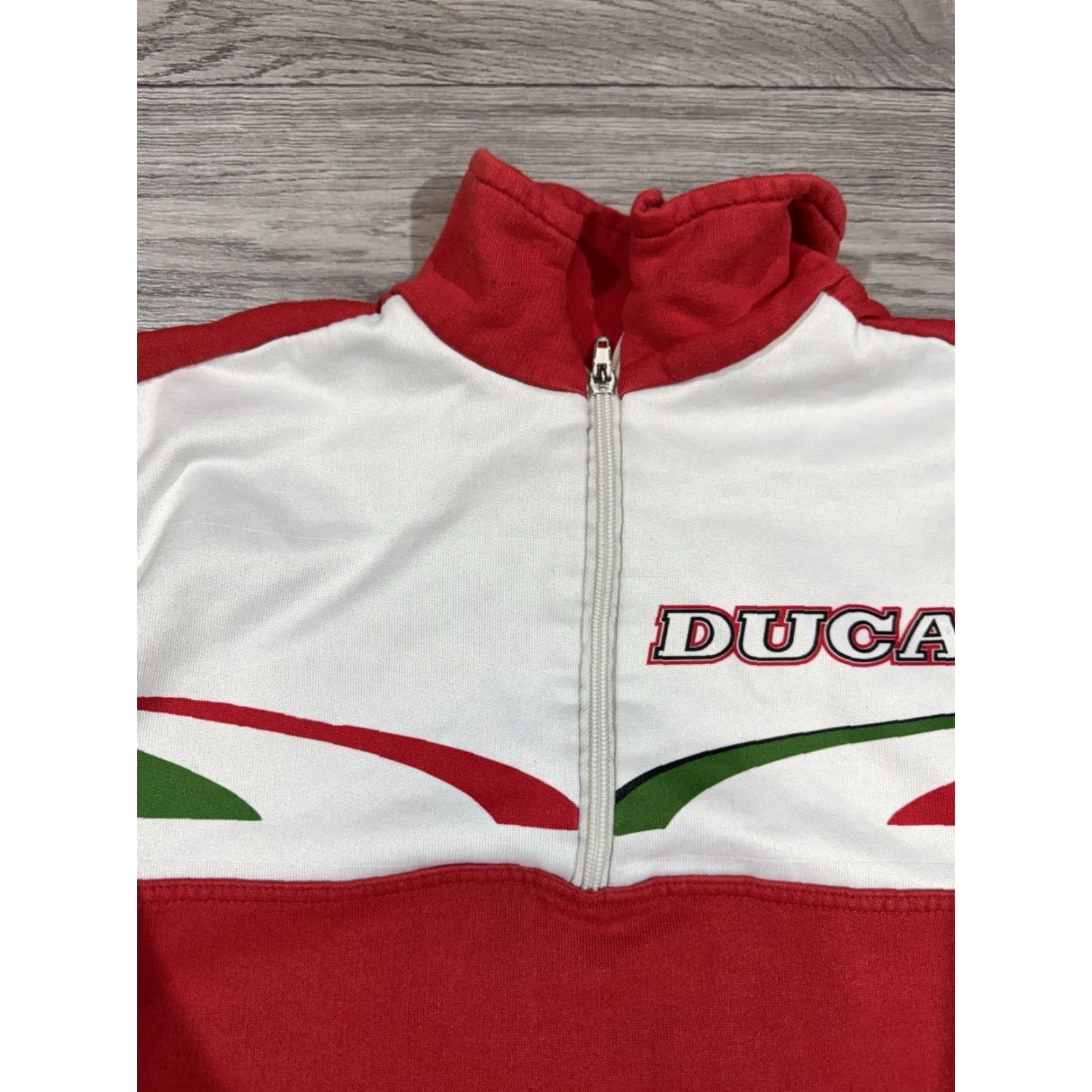 Vintage VINTAGE 90s Ducati Racing Sweatshirt Pullover 1/2 Zip Red White Green Sz M Mens Size US M / EU 48-50 / 2 - 7 Thumbnail