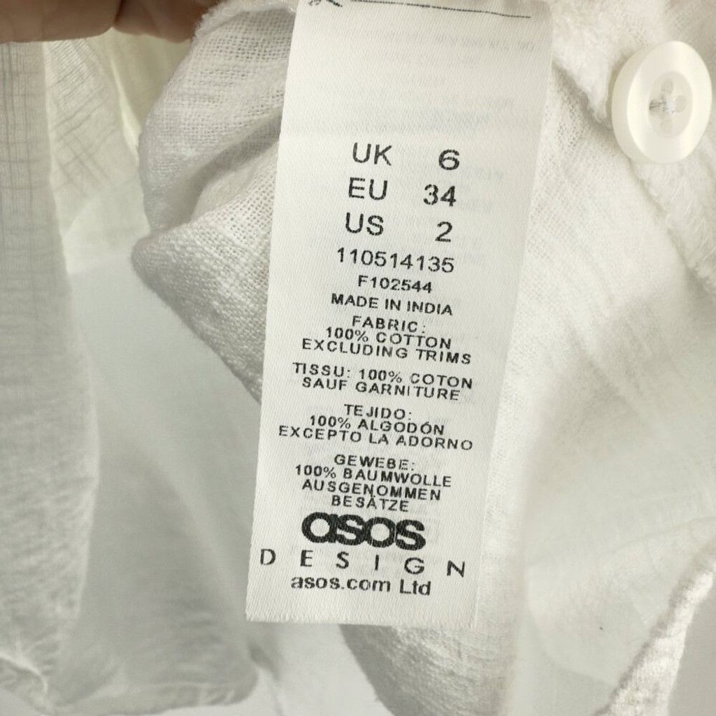Asos ASOS Oversized White Buttoned Textured Preppy Shirt Size 2 Size XS / US 0-2 / IT 36-38 - 6 Thumbnail