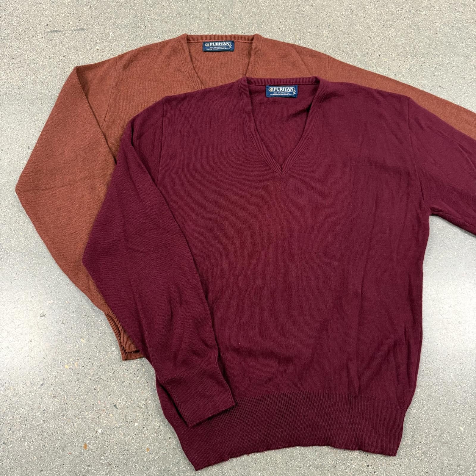 Puritan Lot of 2 Vtg 80s PURITAN Orion Acrylic V-Neck Sweaters XL Size US XL / EU 56 / 4 - 1 Thumbnail