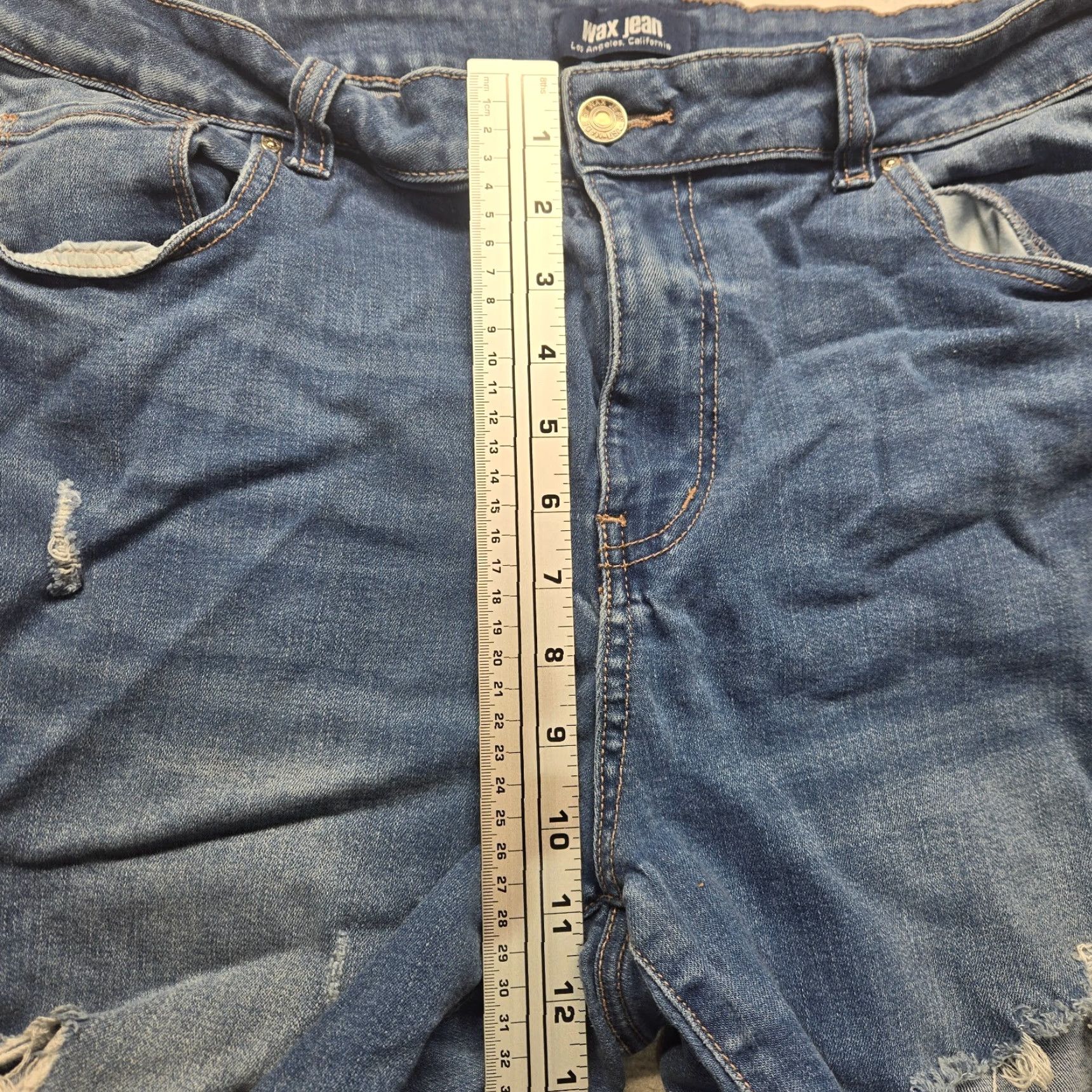 Denime Wax Jean Women's Denim Distressed Stretch Jeans Pants 16 Mid Rise Blue 5-Pocket Jegging Size 38" / US 16 / IT 52 - 5 Thumbnail