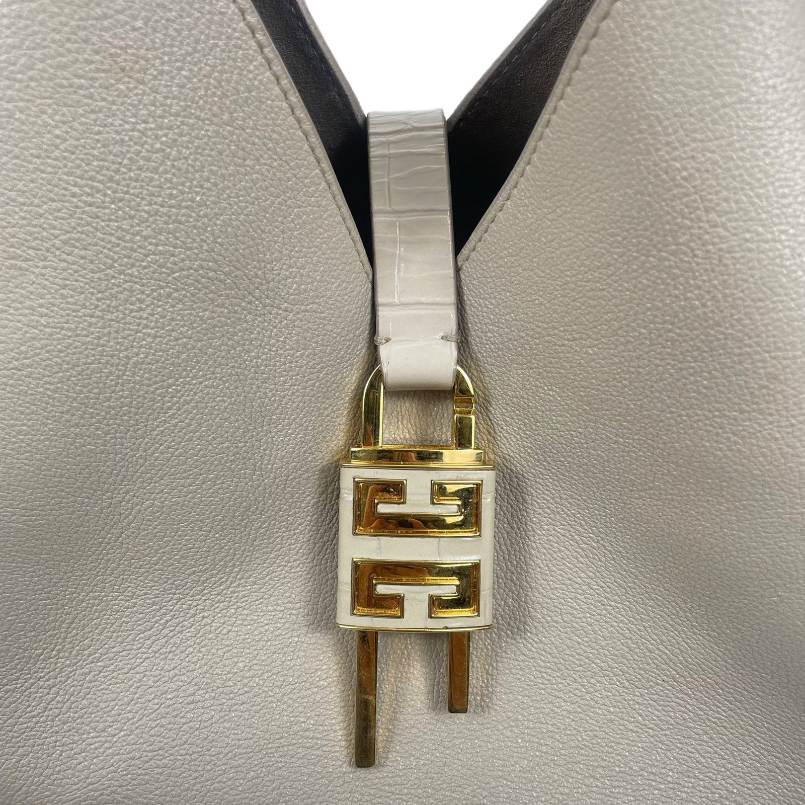 Givenchy Givenchy Mediuum G Padlock Leather Hobo Bag Natural Beige Size ONE SIZE - 13 Thumbnail