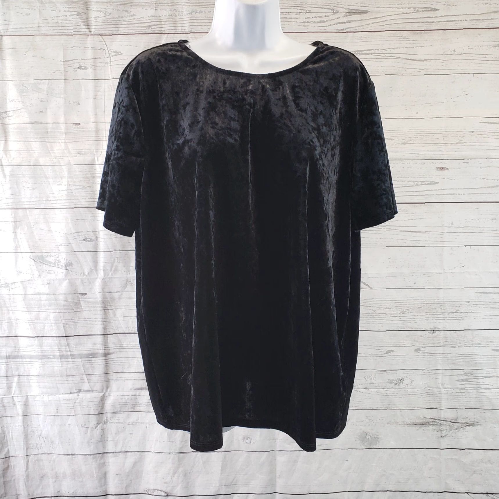 Velvet Beach Lunch Lounge Monique Velvet Top Womens XL Solid Black Short Sleeve Blouse Size XL / US 12-14 / IT 48-50 - 2 Thumbnail