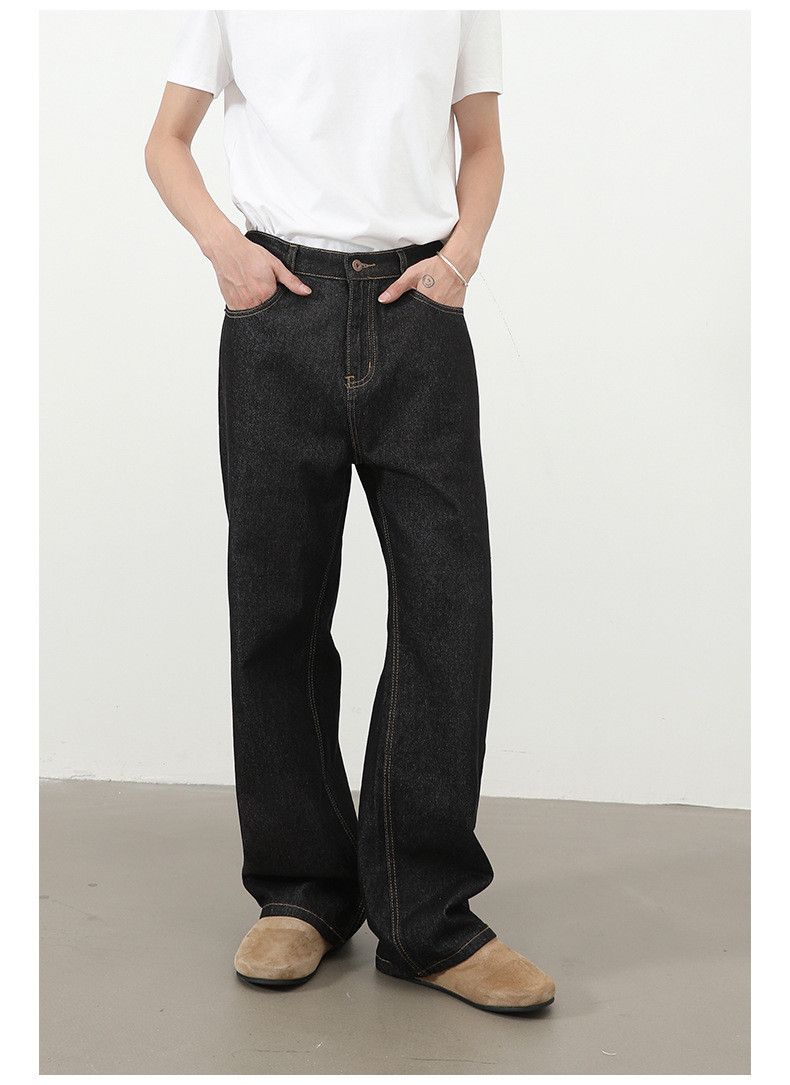 Jean Men's semi-elastic waist loose straight original color jeans Size US 32 / EU 48 - 2 Thumbnail