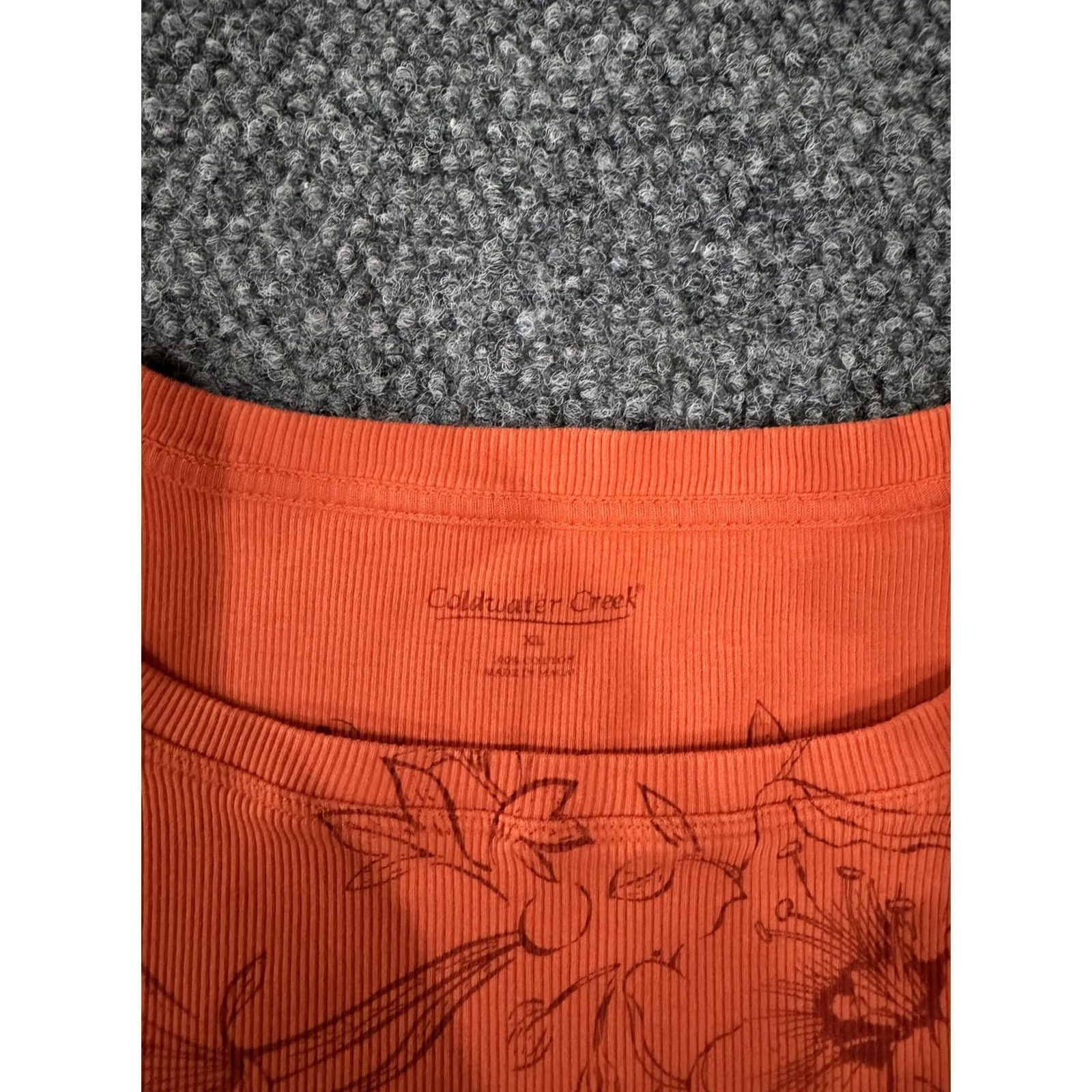 Coldwater Creek Coldwater Creek Shirt Womens XL Orange Floral Scoop Neck Short Sleeve Top Size XL / US 12-14 / IT 48-50 - 3 Thumbnail