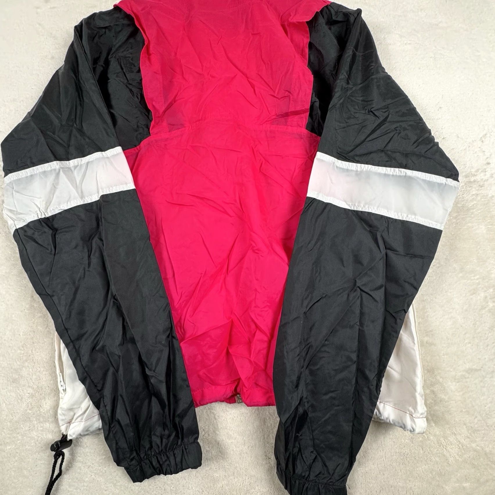 Nike VINTAGE Nike Windbreaker Jacket M Men Zip Hooded Black White Pink Neon 90s 80s Sports Geometric Pattern"} Size US M / EU 48-50 / 2 - 4 Thumbnail